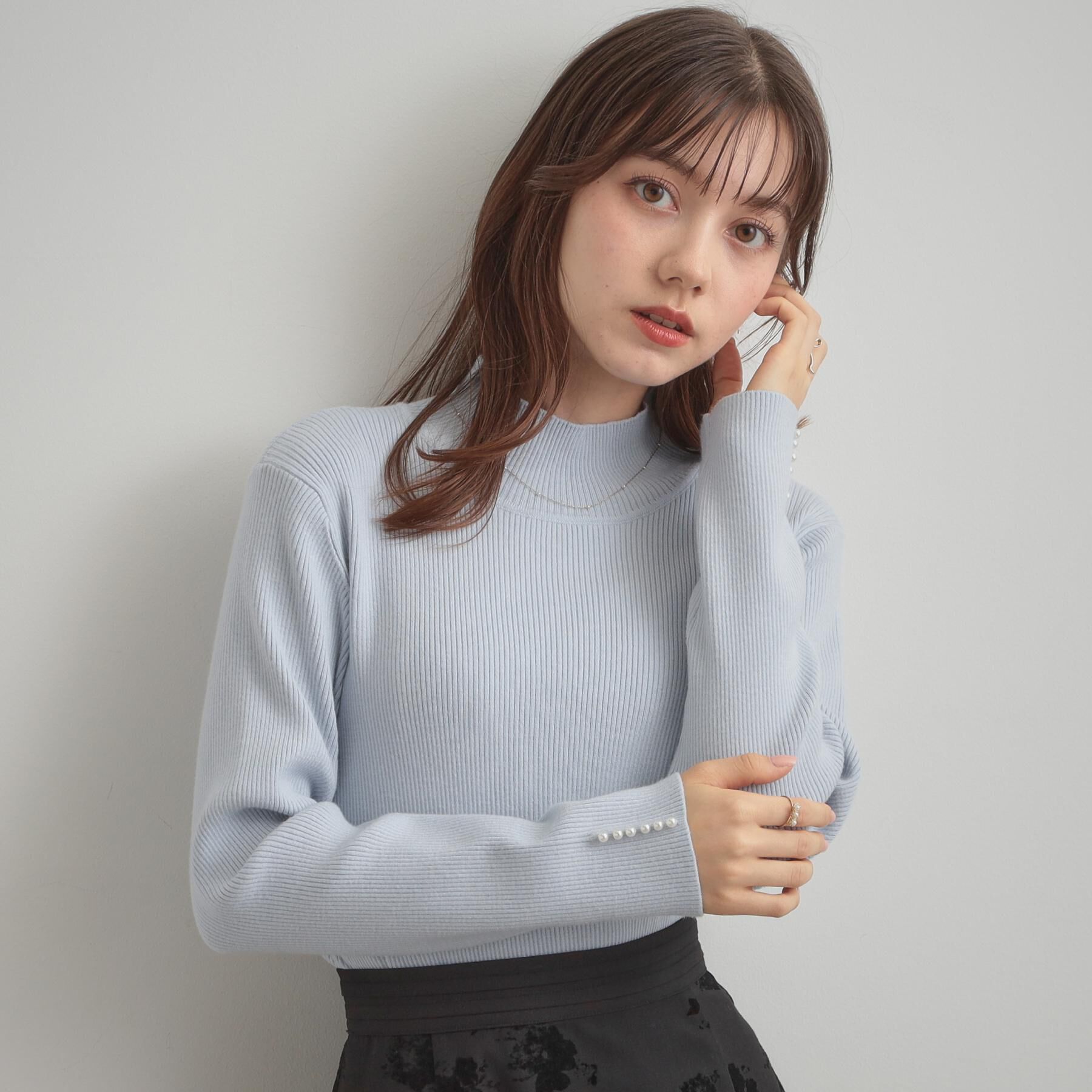 Couture broach「【多機能・フェミニン】パール調リブニット」|ニット・セーター|