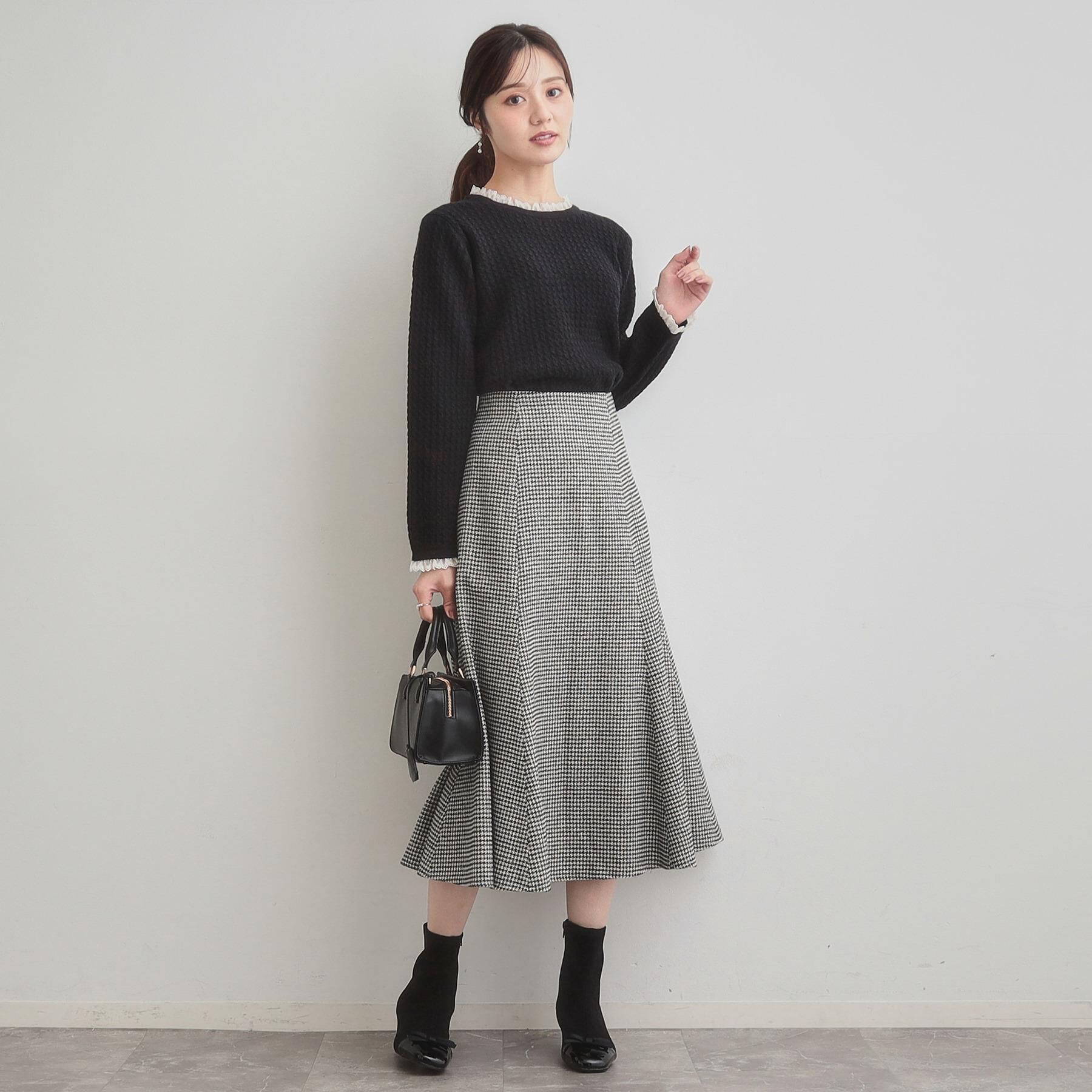 Couture broach「【大人上品・着映え】ケーブルレース バックリボンニット」|ニット・セーター|