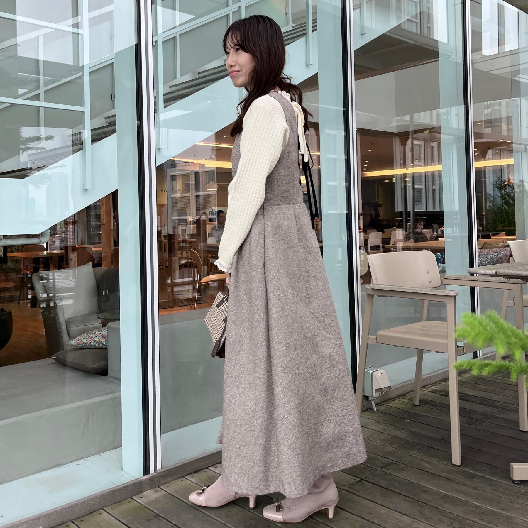 Couture broach「【通勤・大人上品】ラメツイード ジャンパースカート」|ワンピース|