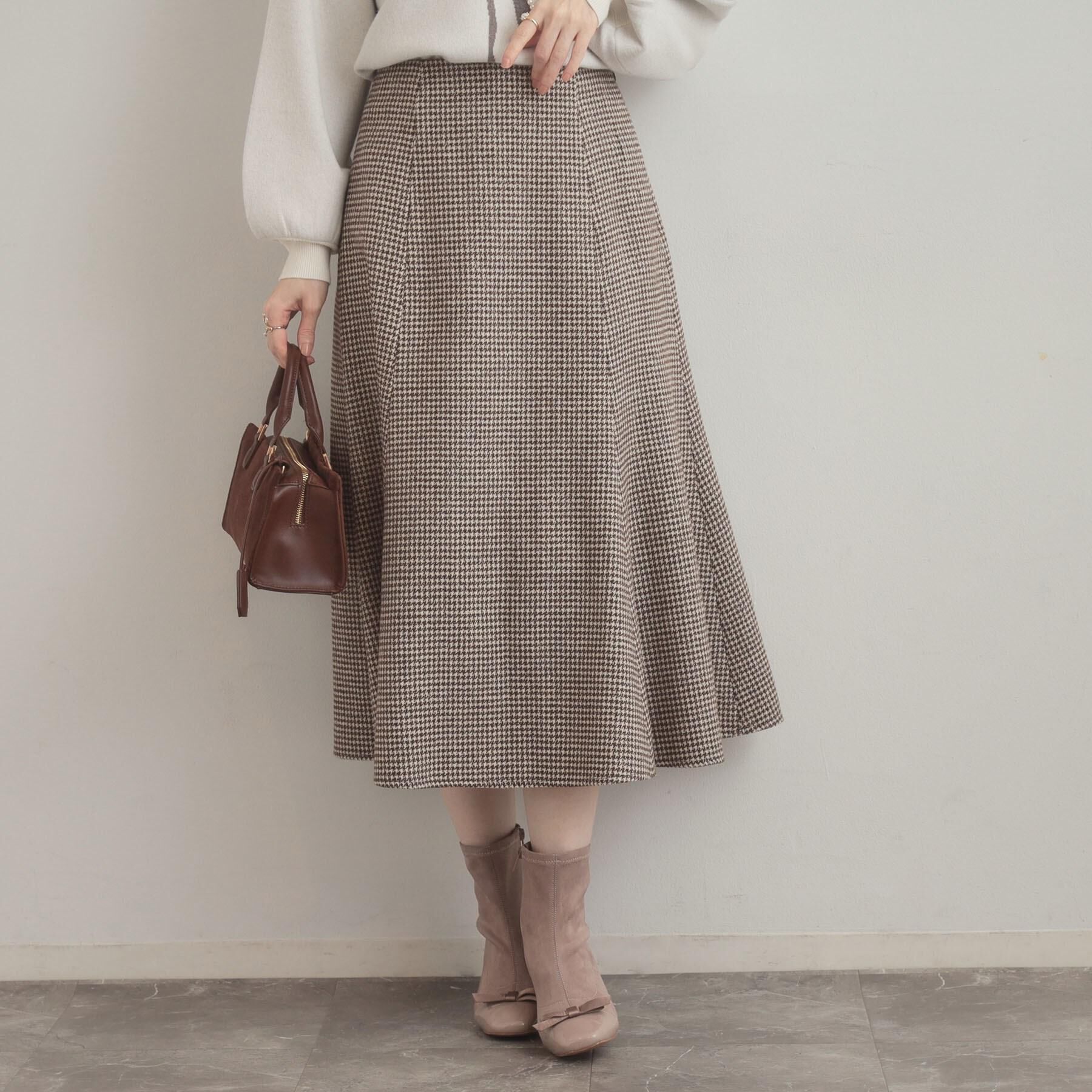 Couture broach「【クラシカル・パッと目を惹く】ラメ千鳥 マーメイド フレアスカート」|スカート|