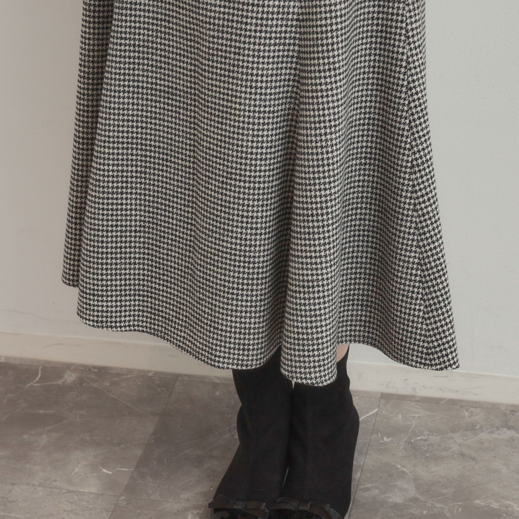 Couture broach「【クラシカル・パッと目を惹く】ラメ千鳥 マーメイド フレアスカート」|スカート|