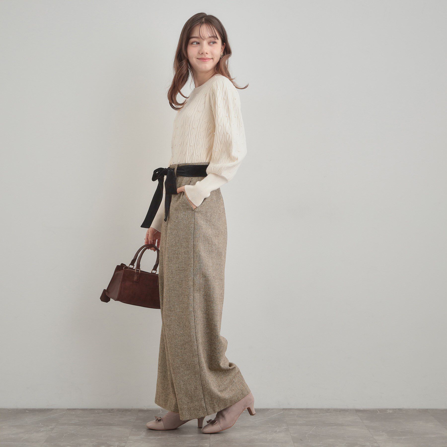 Couture broach「【上品華やか・通勤】ラメツイード ワイドパンツ」|その他|