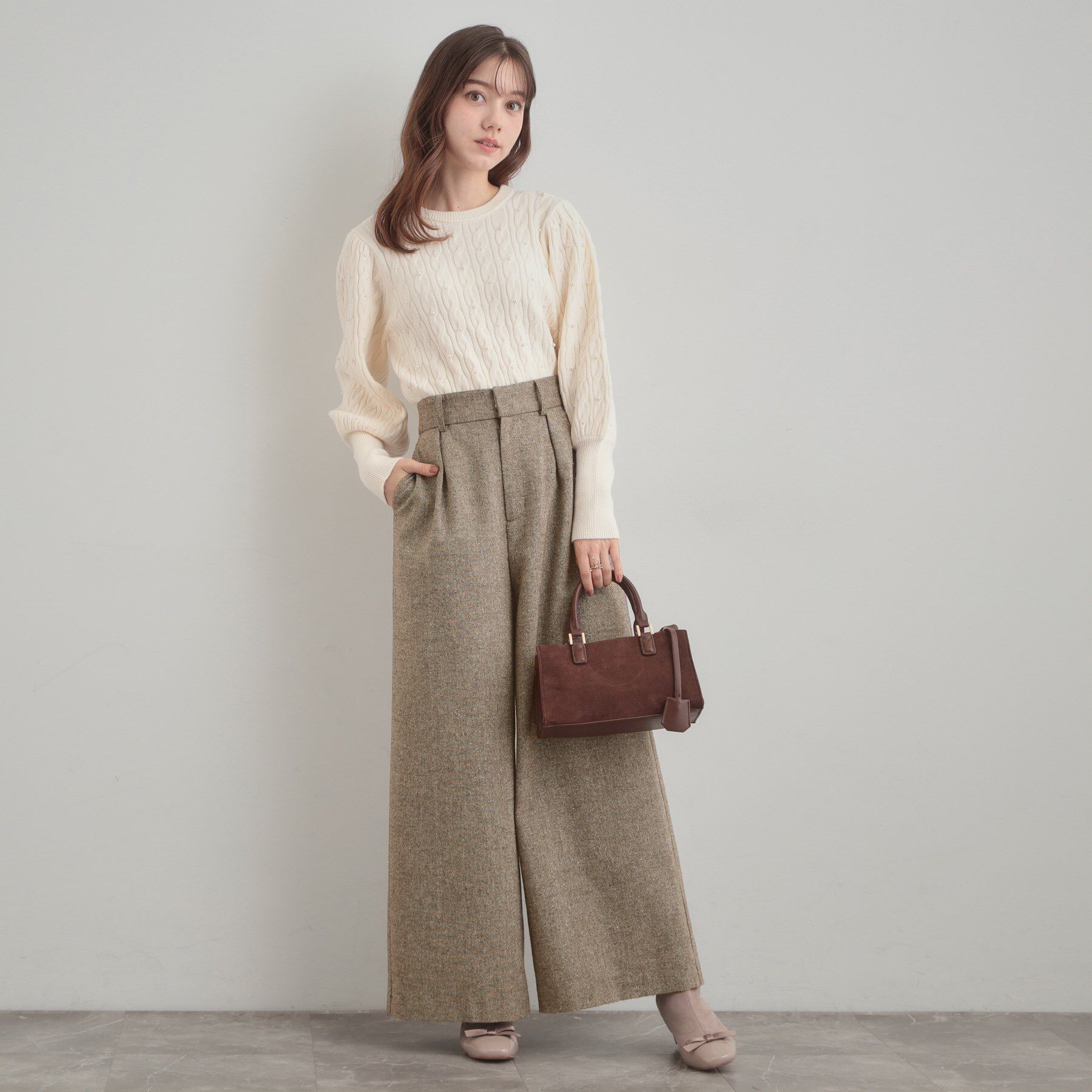 Couture broach「【上品華やか・通勤】ラメツイード ワイドパンツ」|その他|