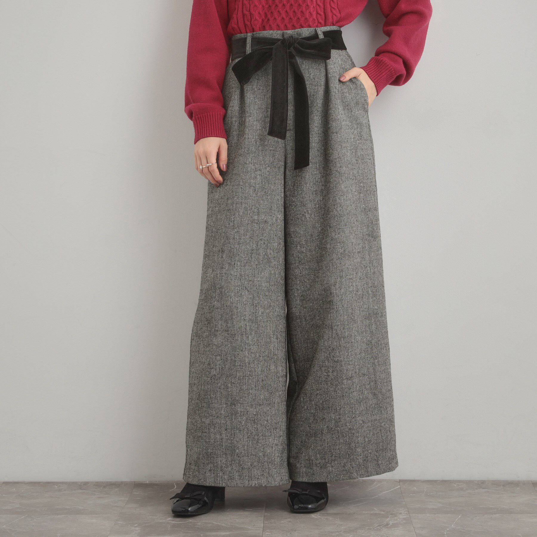 Couture broach「【上品華やか・通勤】ラメツイード ワイドパンツ」|その他|