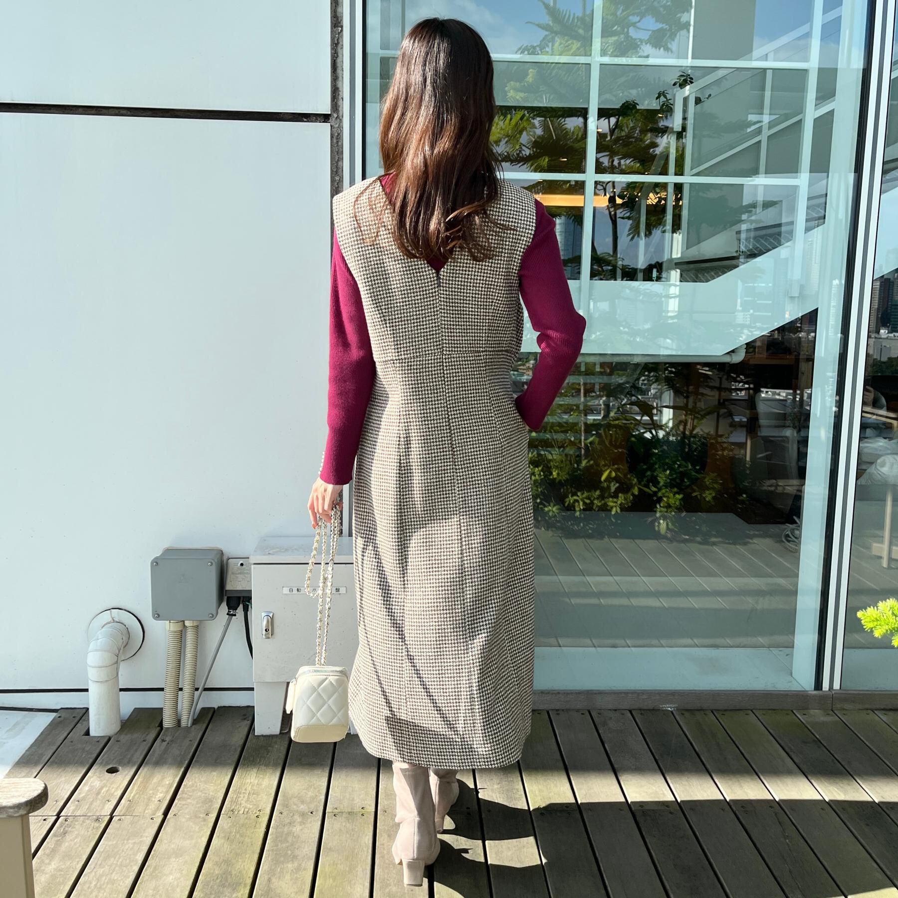 Couture broach「【クラシカル・通勤】ラメ千鳥釦デザインジャンスカ」|ワンピース|