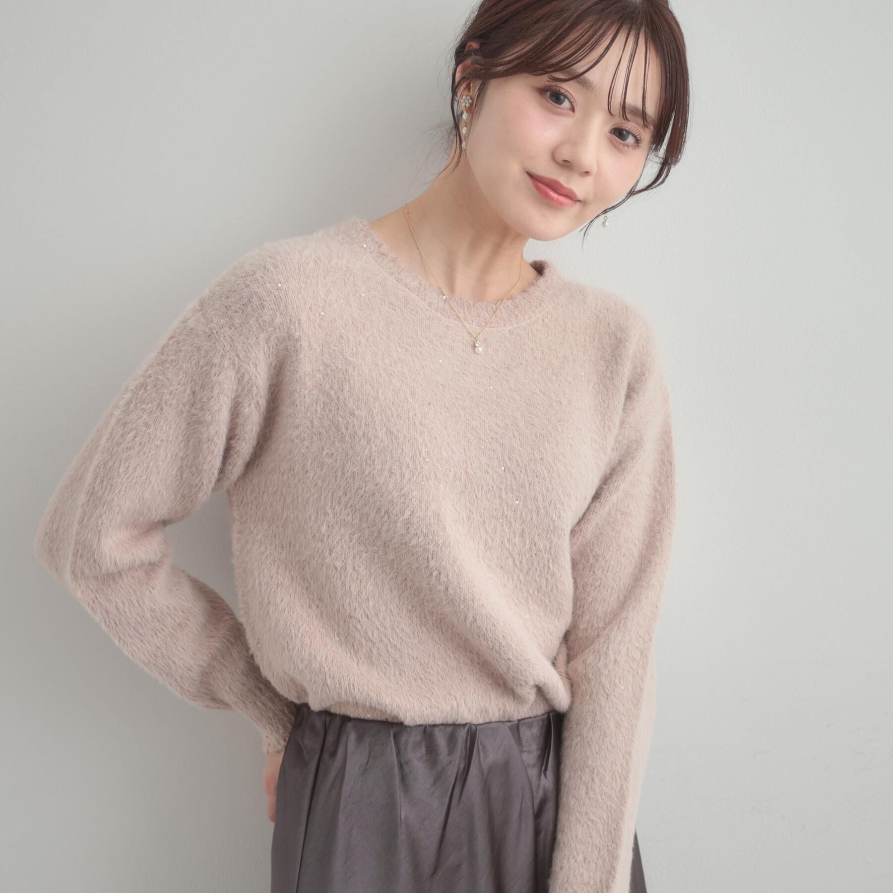 Couture broach「【前後2WAY】スパンコールラメフェザー ニット」|ニット・セーター|