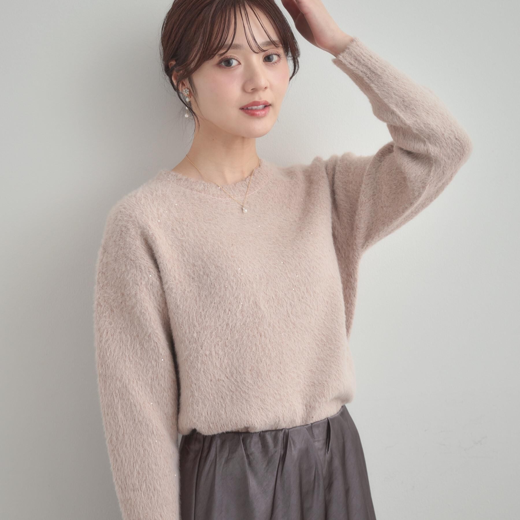 Couture broach「【前後2WAY】スパンコールラメフェザー ニット」|ニット・セーター|