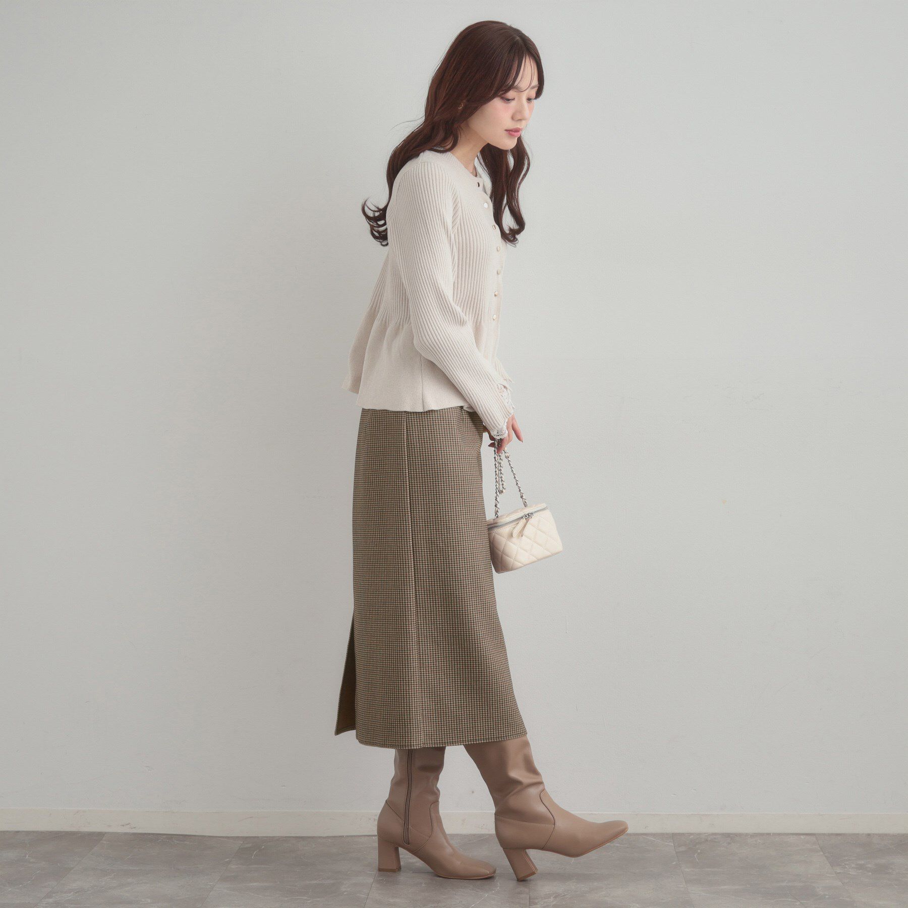 Couture broach「【洗える/微起毛】Iライン チェックスカート」|スカート|