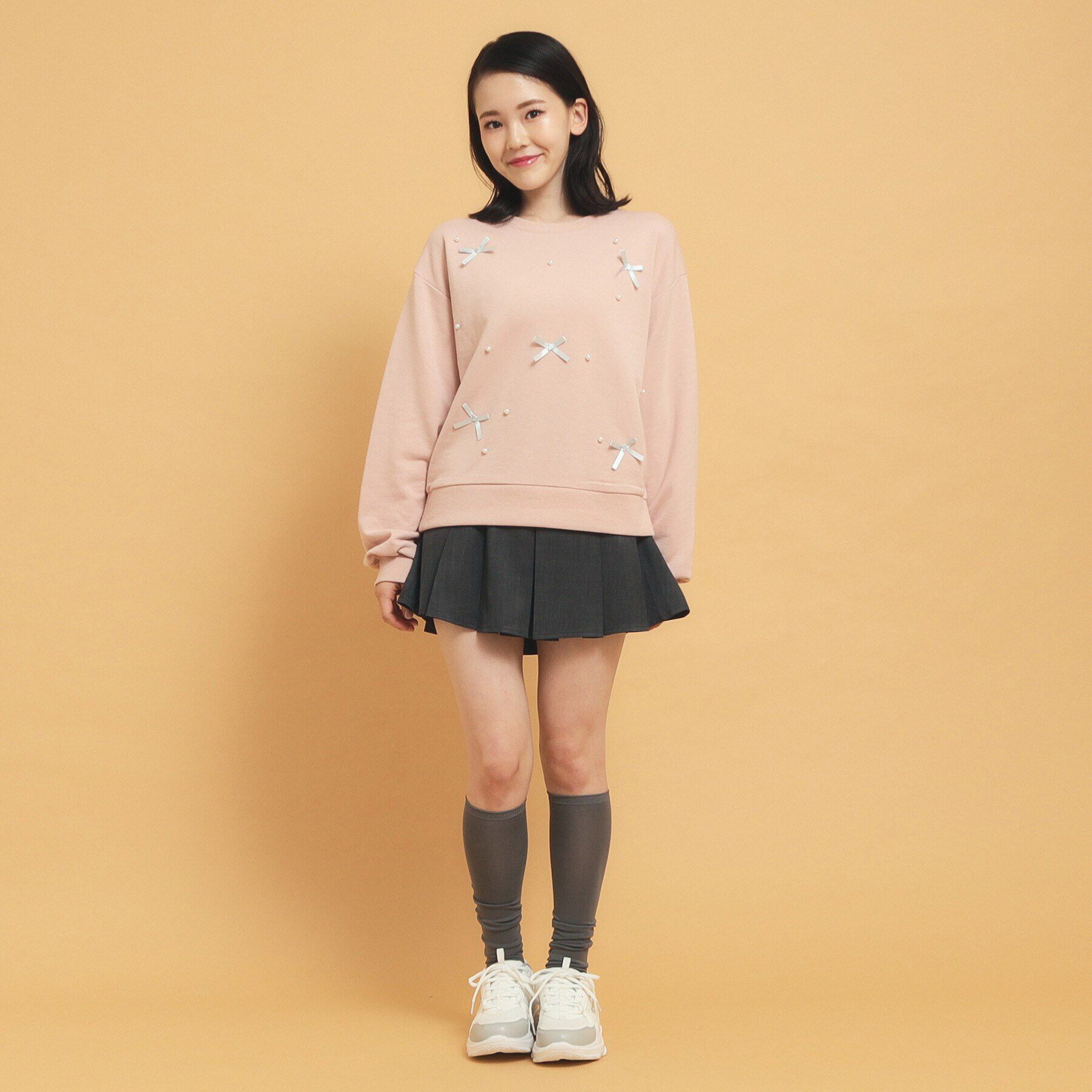 PINK-latte「毎日着たい！リボンパール裏毛」|Tシャツ・カットソー|