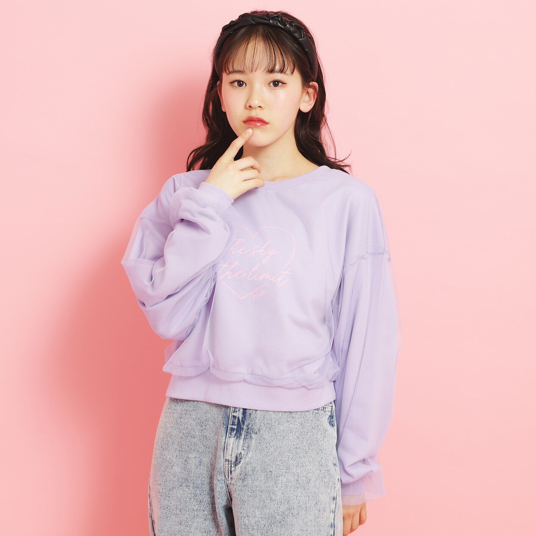 PINK-latte「ミニ裏毛 チュールスウェット」|その他|