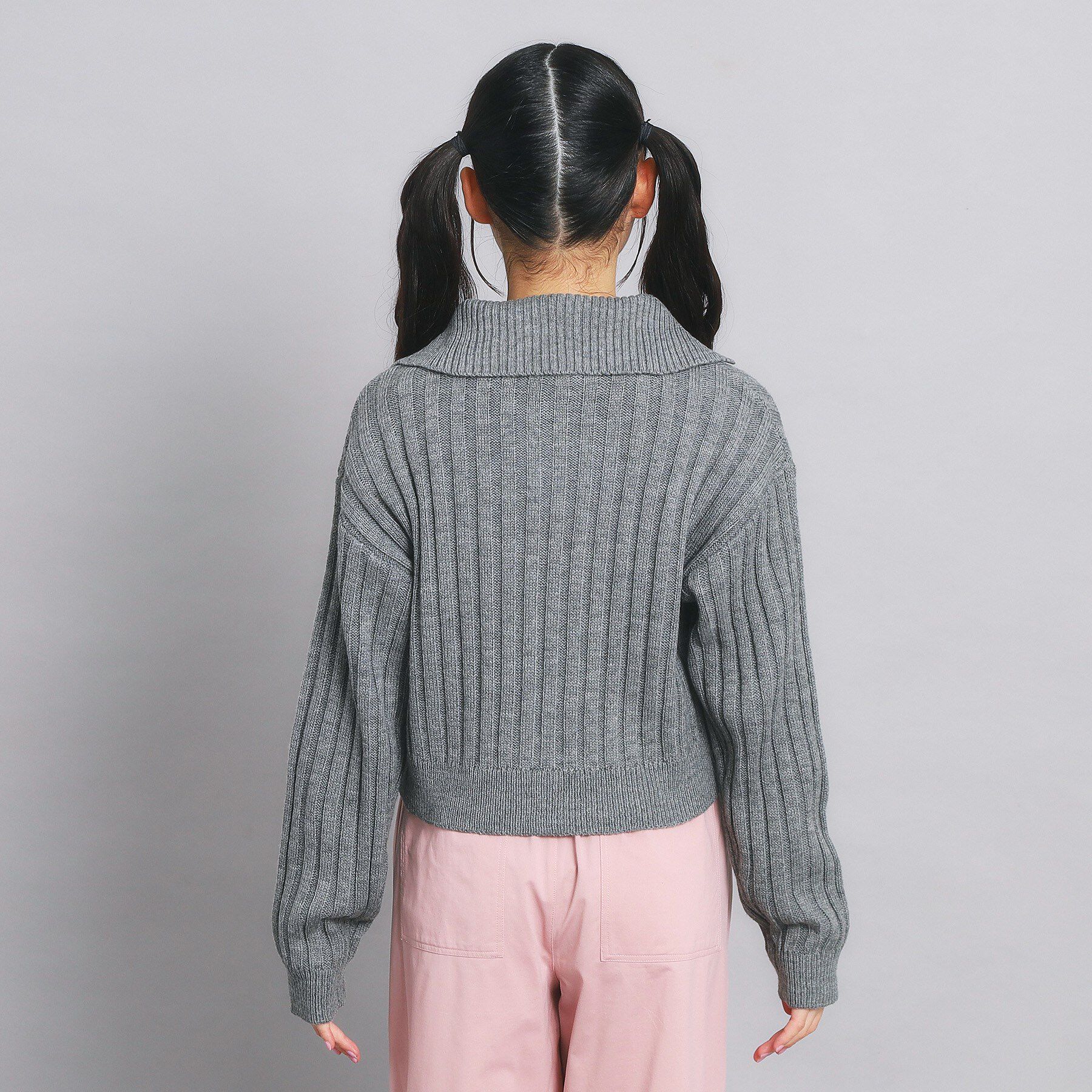 PINK-latte「ダブルジップビッグカラーニット」|カーディガン|