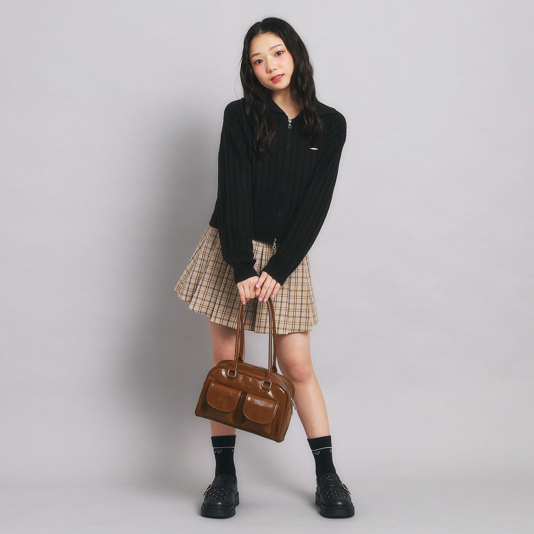 PINK-latte「アウトポケット ロングハンドルバッグ」|ハンドバッグ|