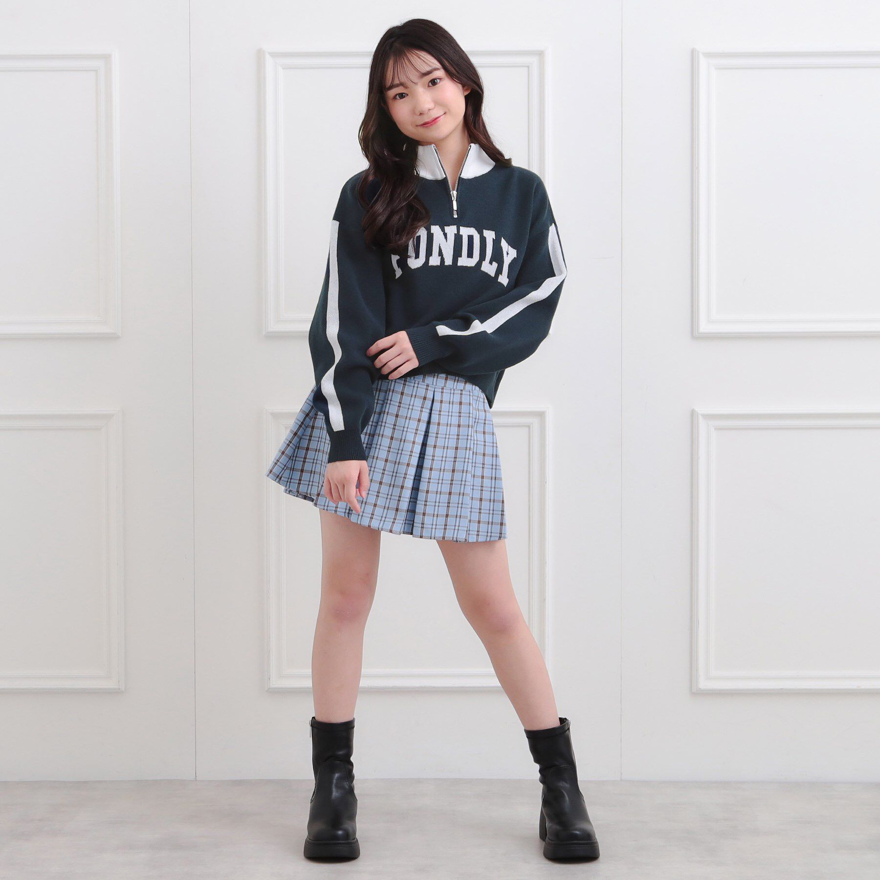 PINK-latte「もちもちハーフZIPニットプルオーバー」|ニット・セーター|