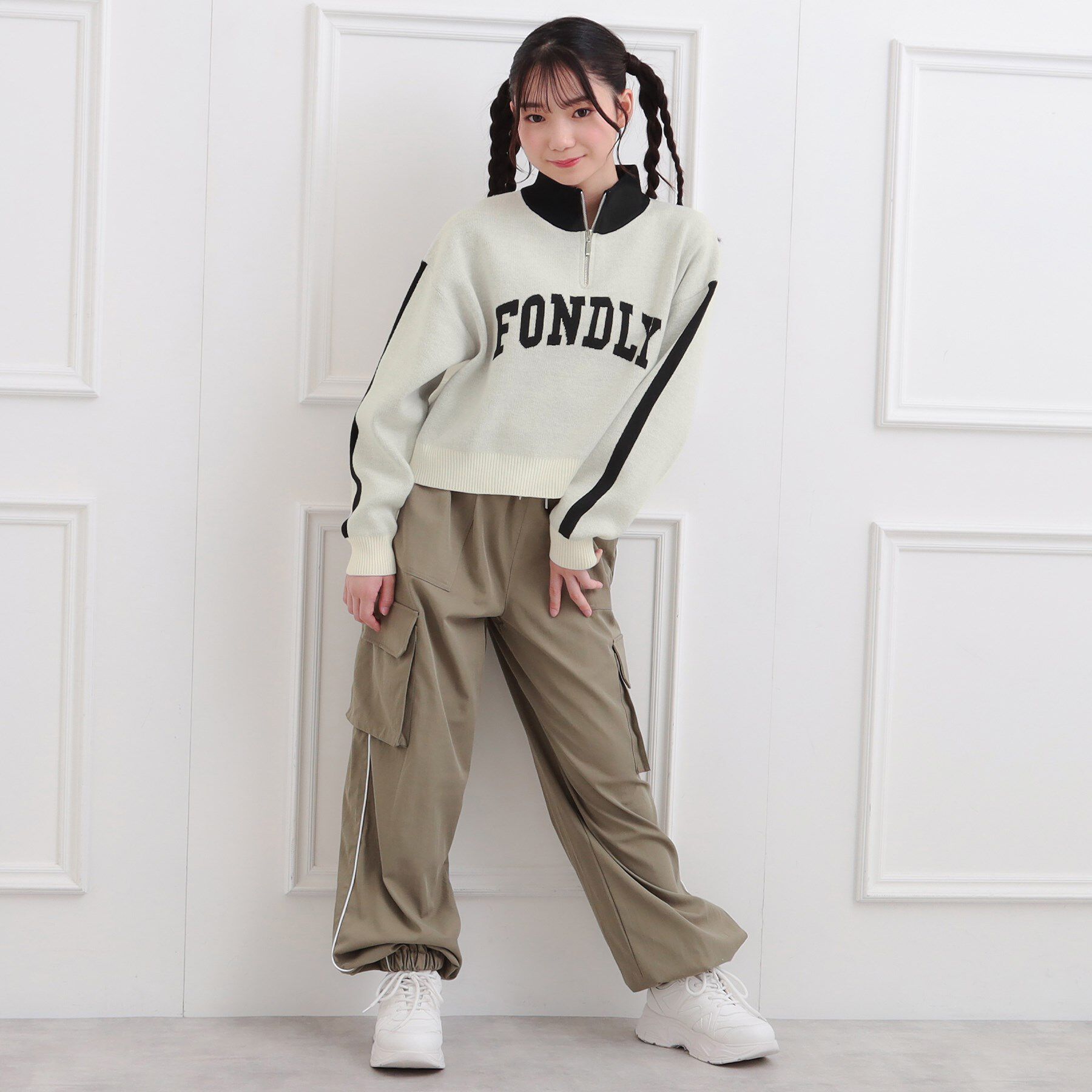 PINK-latte「もちもちハーフZIPニットプルオーバー」|ニット・セーター|