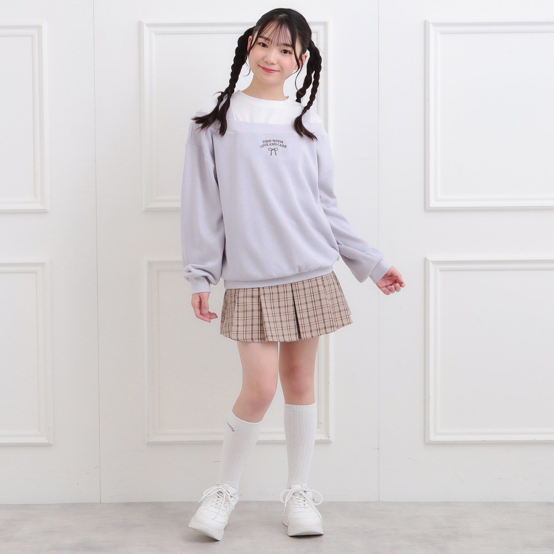 PINK-latte「ラメ裏毛オフショル風プルオーバー」|Tシャツ・カットソー|