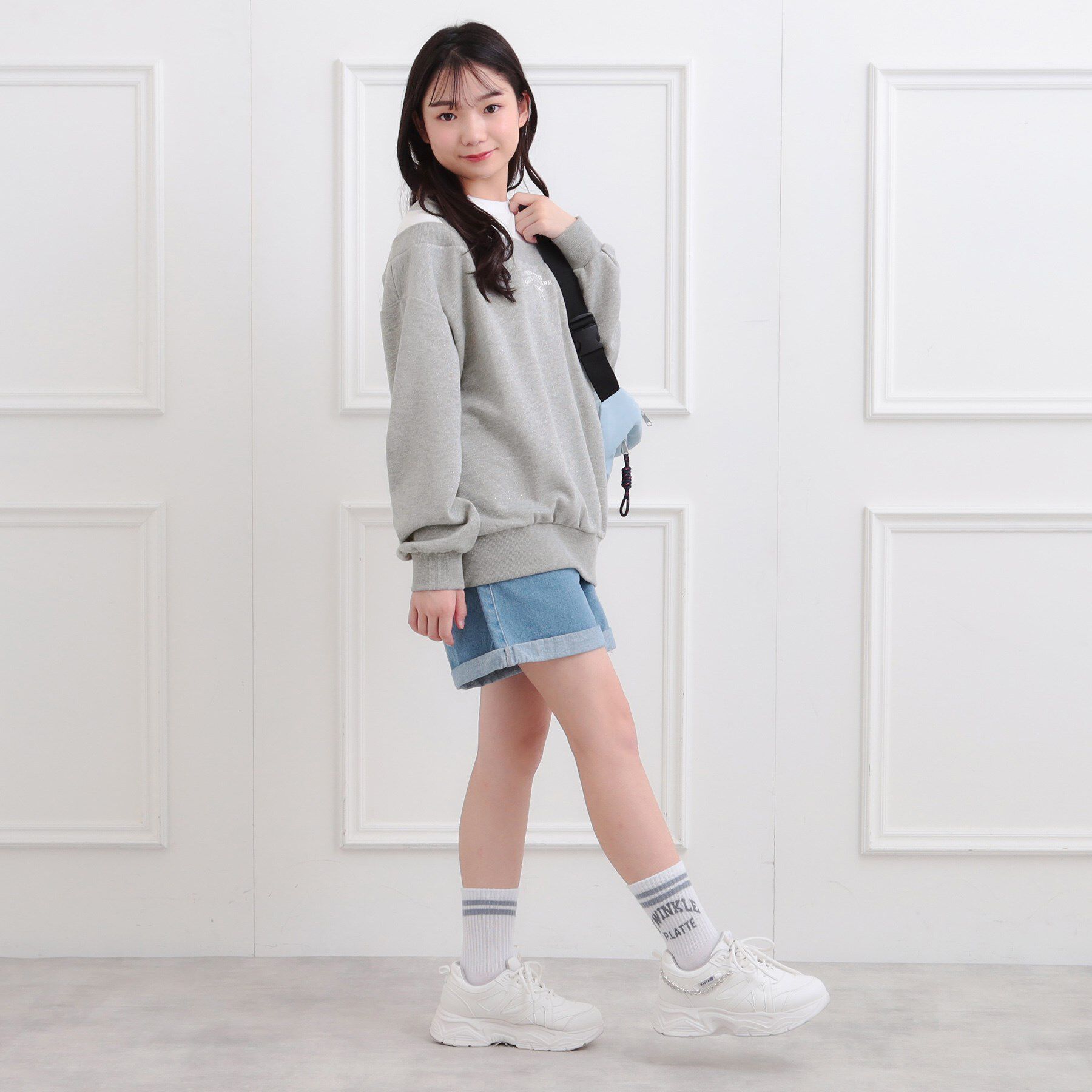 PINK-latte「ラメ裏毛オフショル風プルオーバー」|Tシャツ・カットソー|