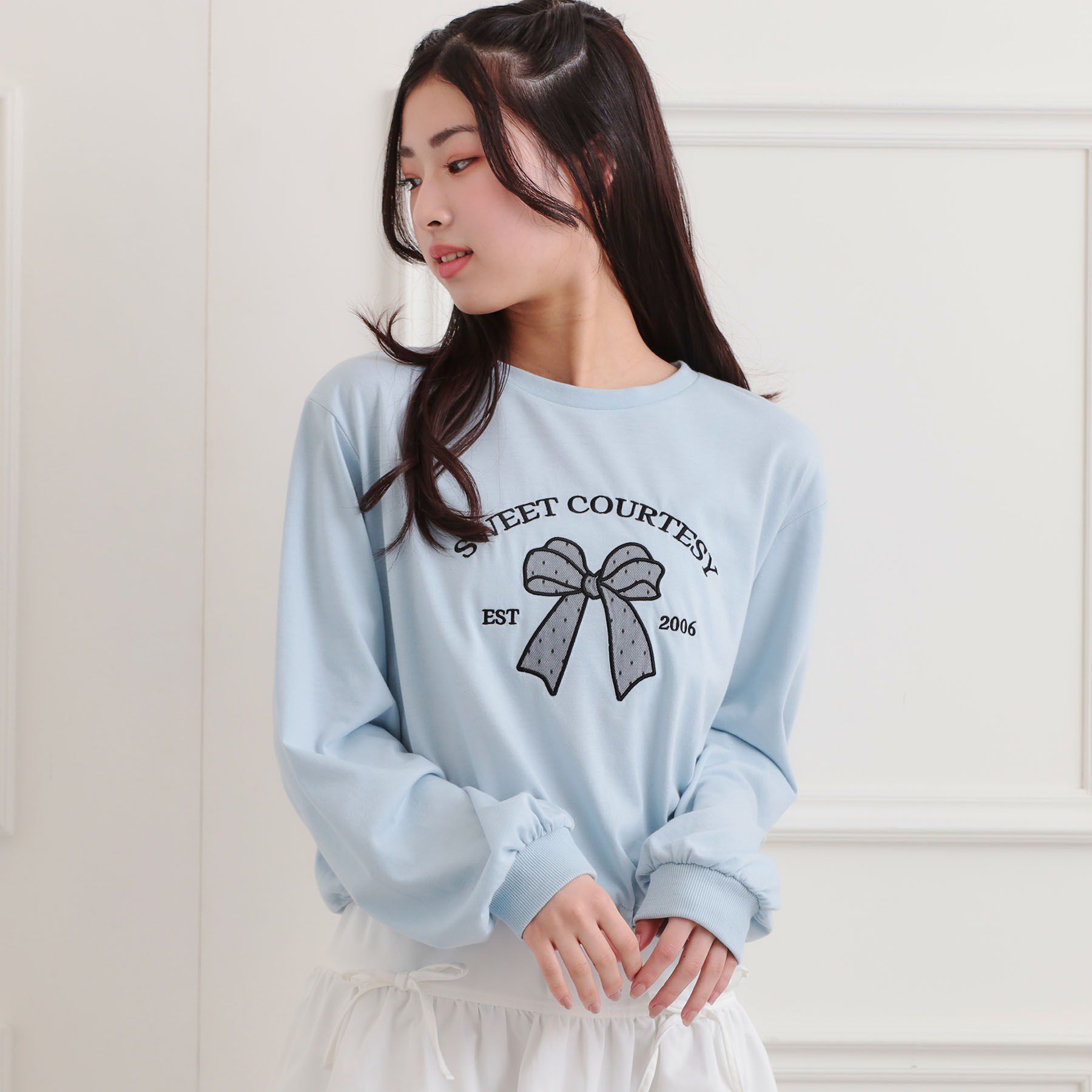 PINK-latte「裾ドロストチュールプルオーバー」|Tシャツ・カットソー|