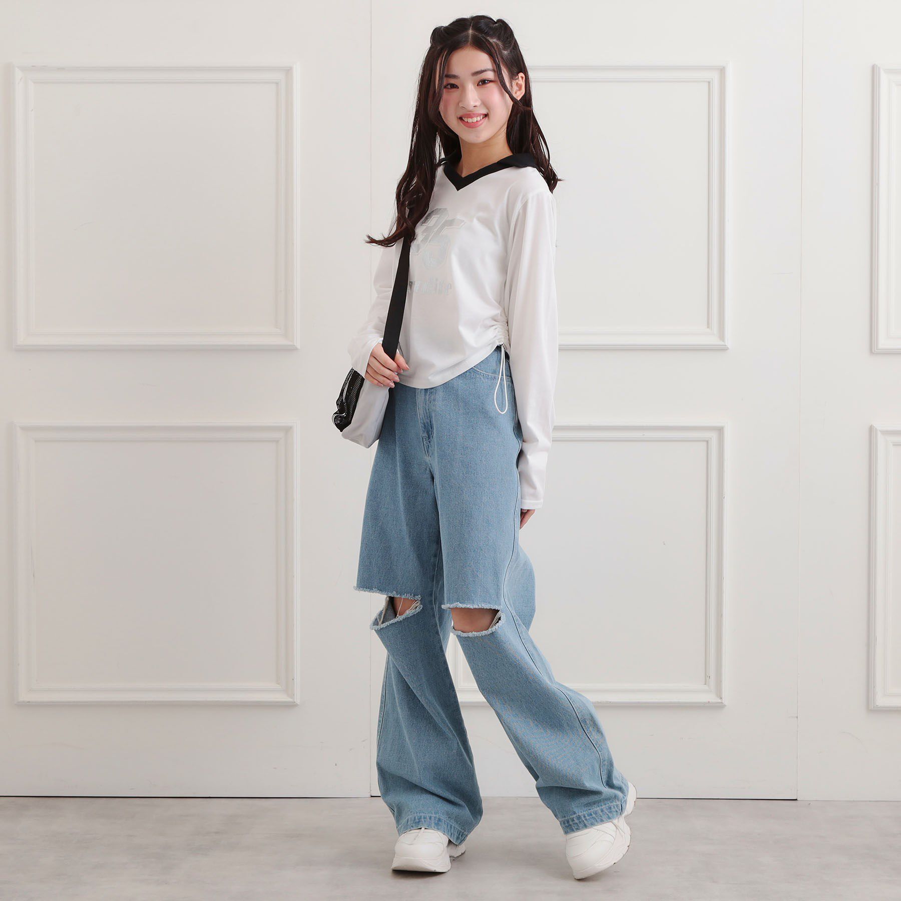 PINK-latte「衿付き箔ナンバーロンT」|Tシャツ・カットソー|