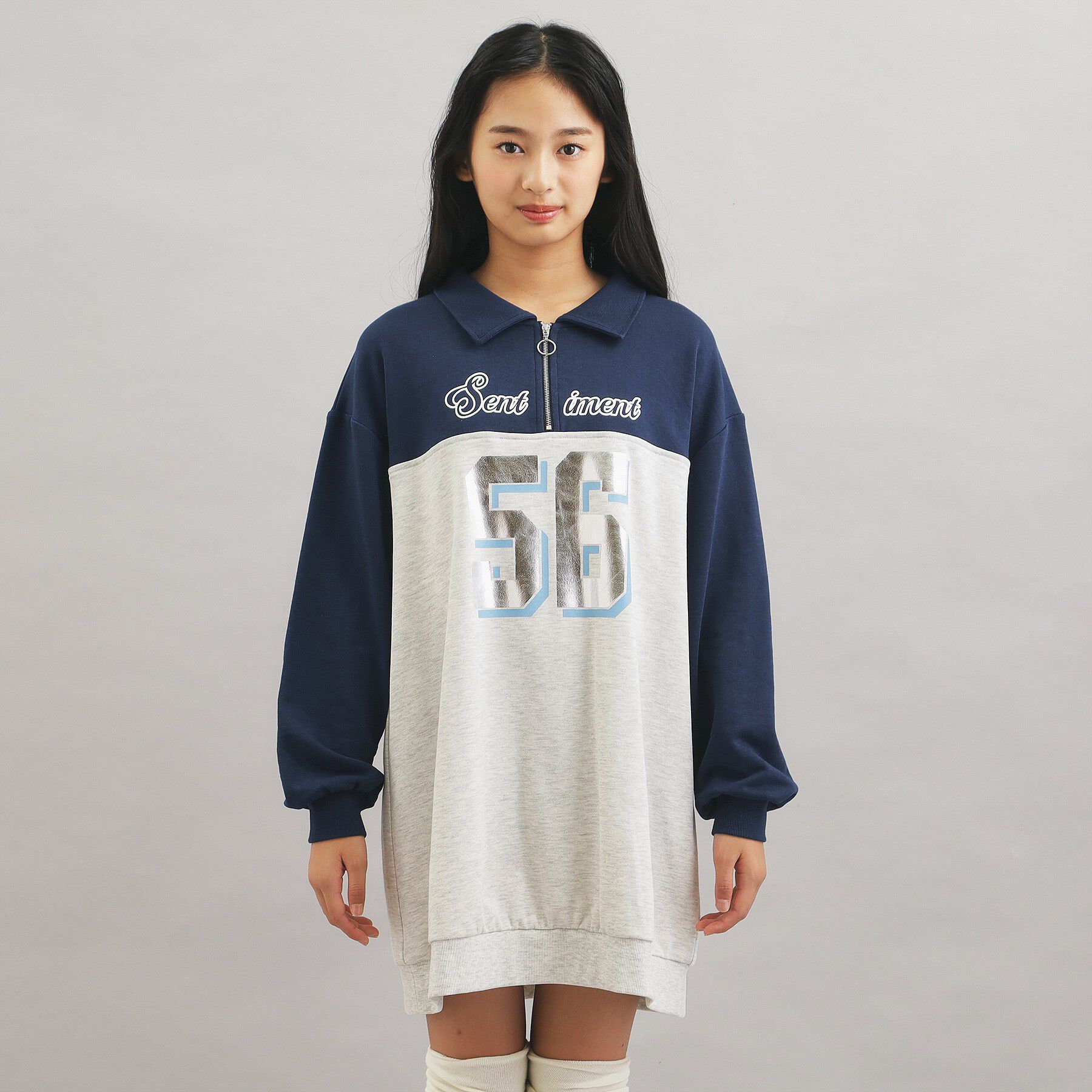 PINK-latte「ナンバー切替ハーフジップワンピース」|ワンピース|