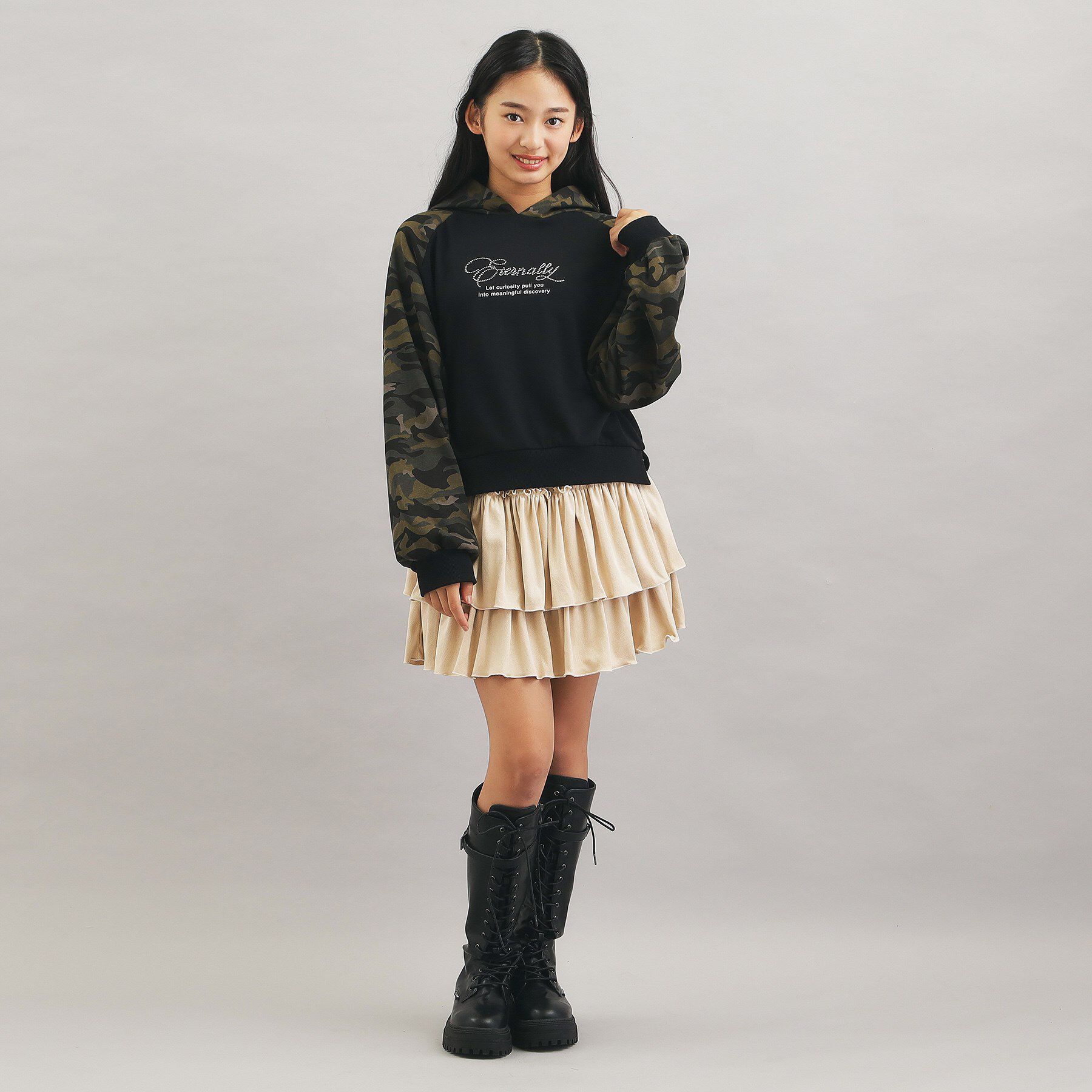 PINK-latte「フェイクスエードティアードスカート」|スカート|