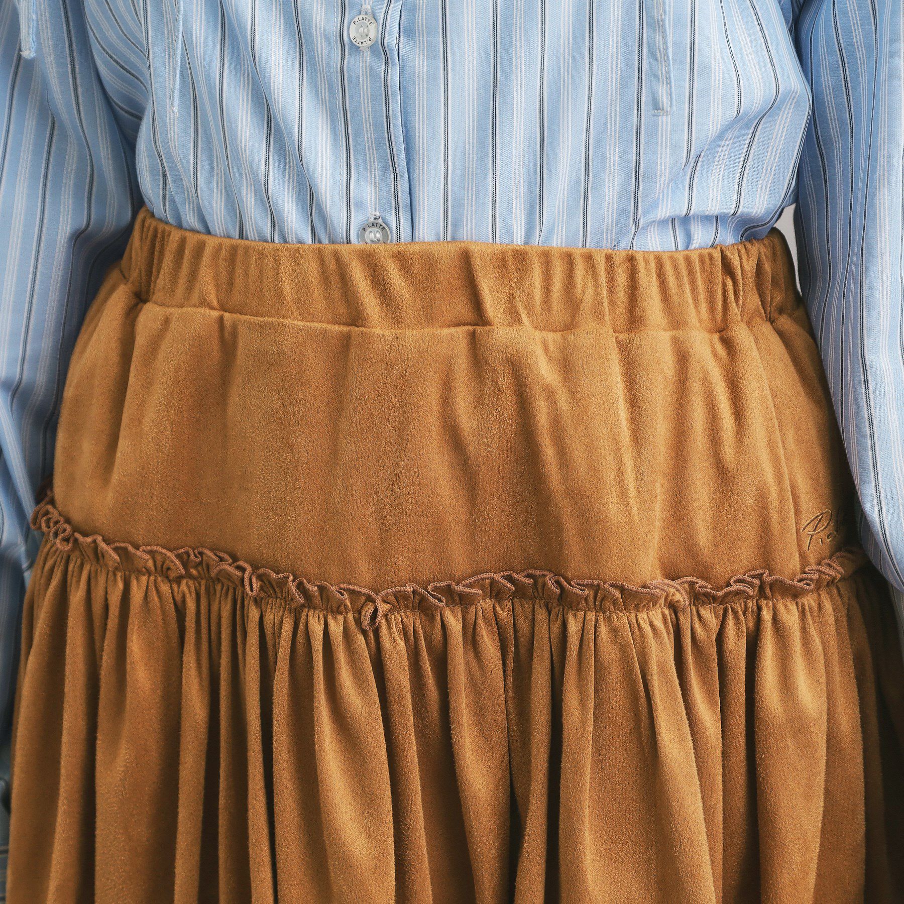 PINK-latte「フェイクスエードティアードスカート」|スカート|