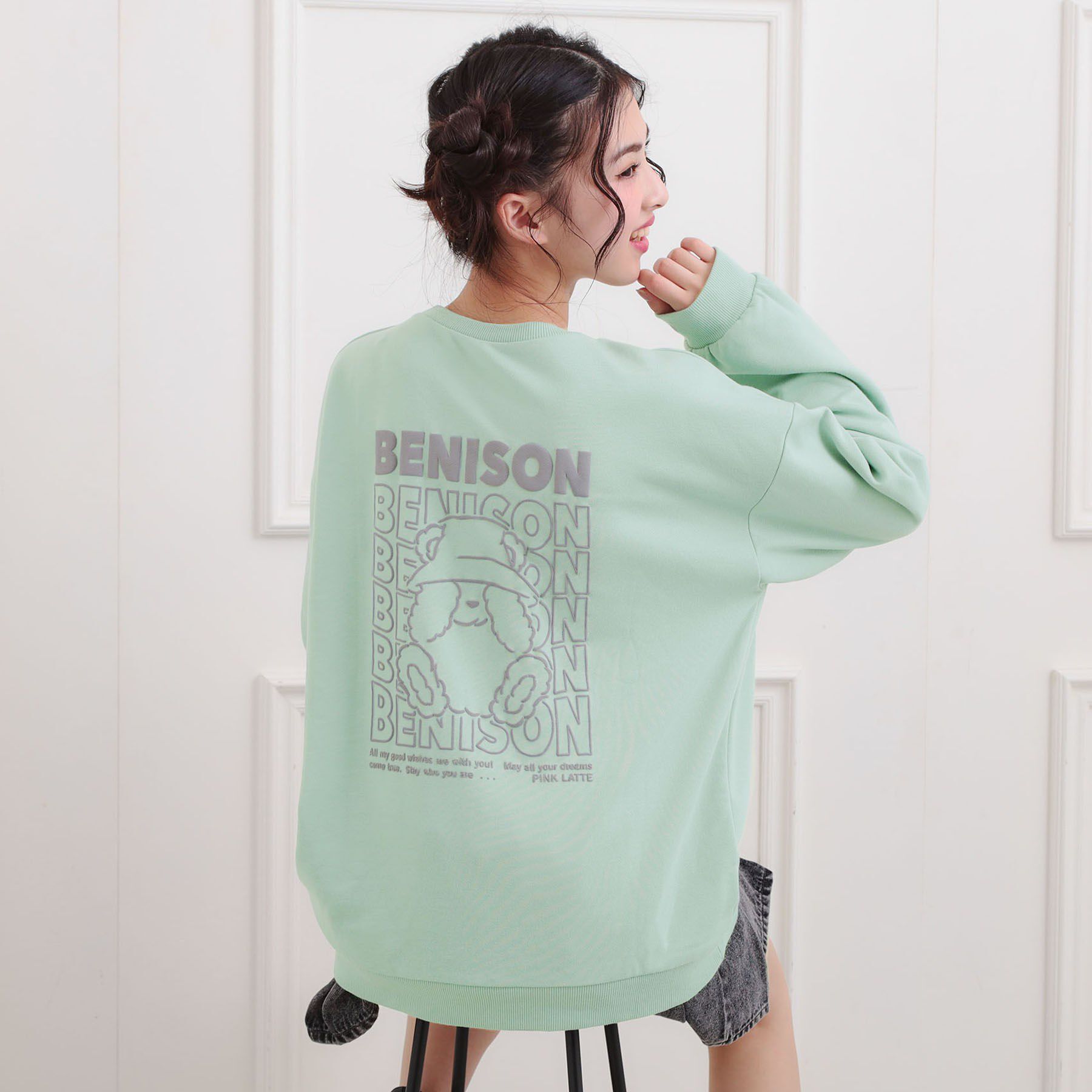 PINK-latte「バケハくまちゃん裏毛トレーナー」|その他|