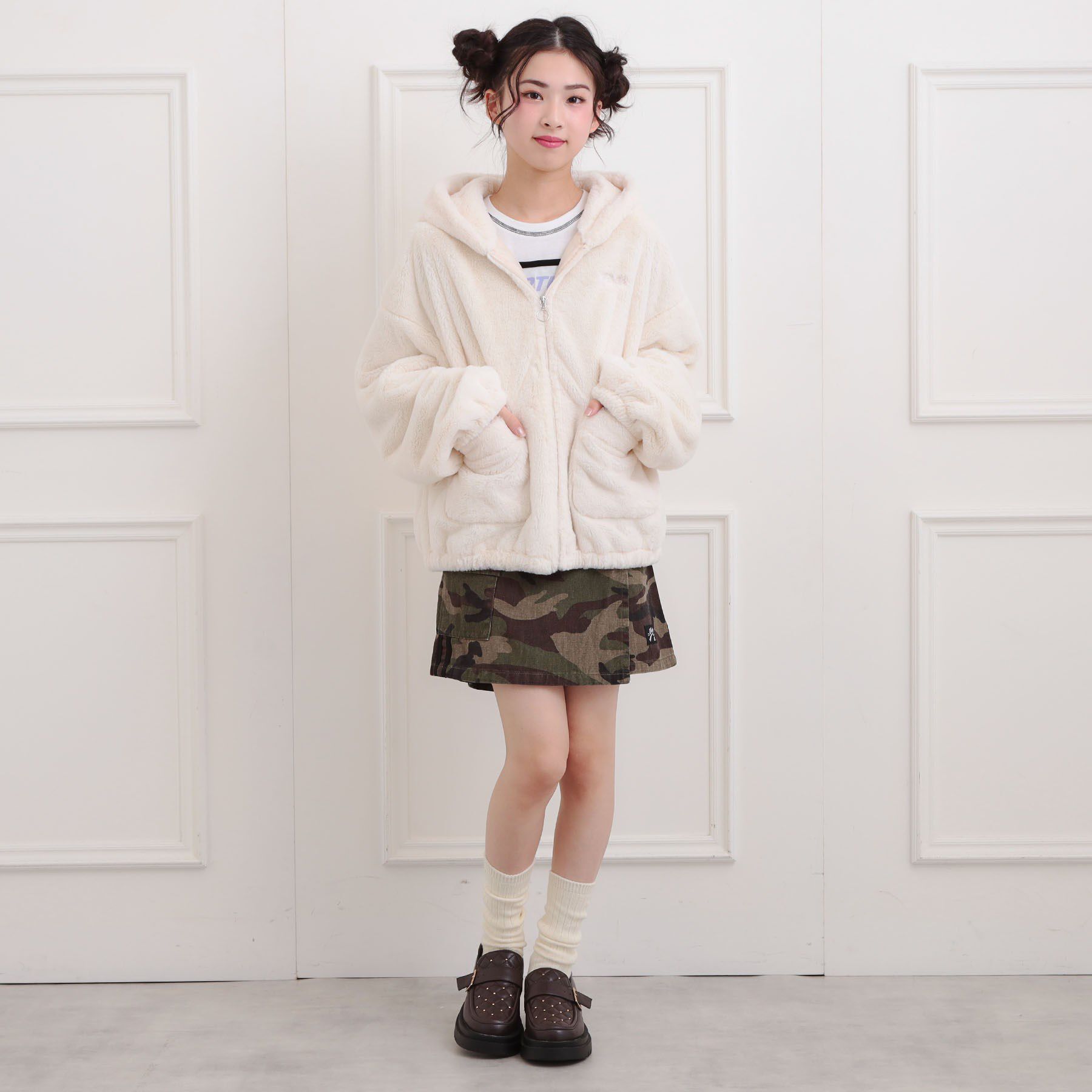 PINK-latte「耳付きフェイクファーブルゾン」|ブルゾン・スタジャン|