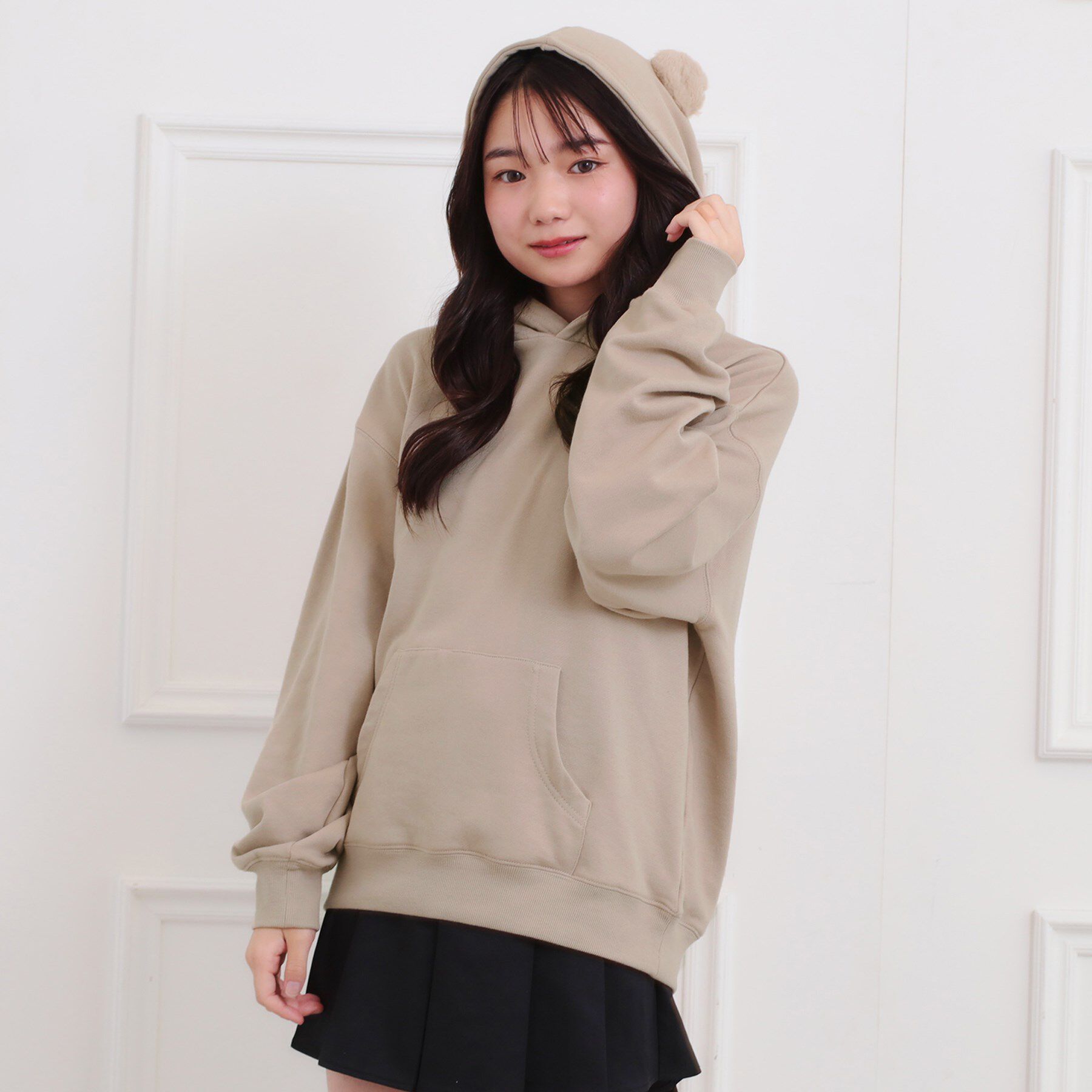 PINK-latte「くま耳チュニックパーカー」|パーカー|