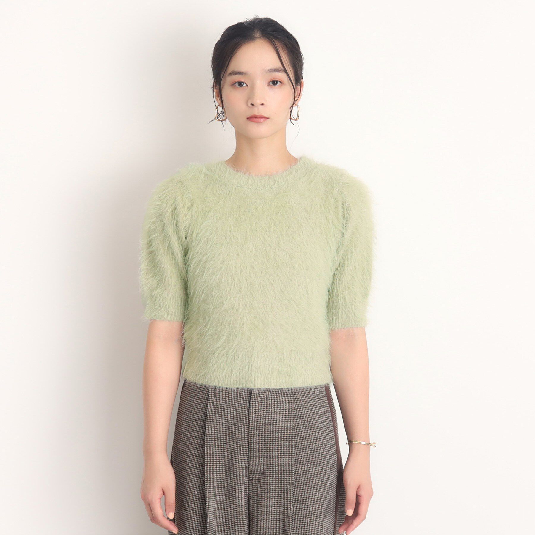 THE SHOP TK「【ヒルナンデス！で紹介】ふわふわフェザーニット /５分袖/腕周りカバー/洗える」|ニット・セーター|