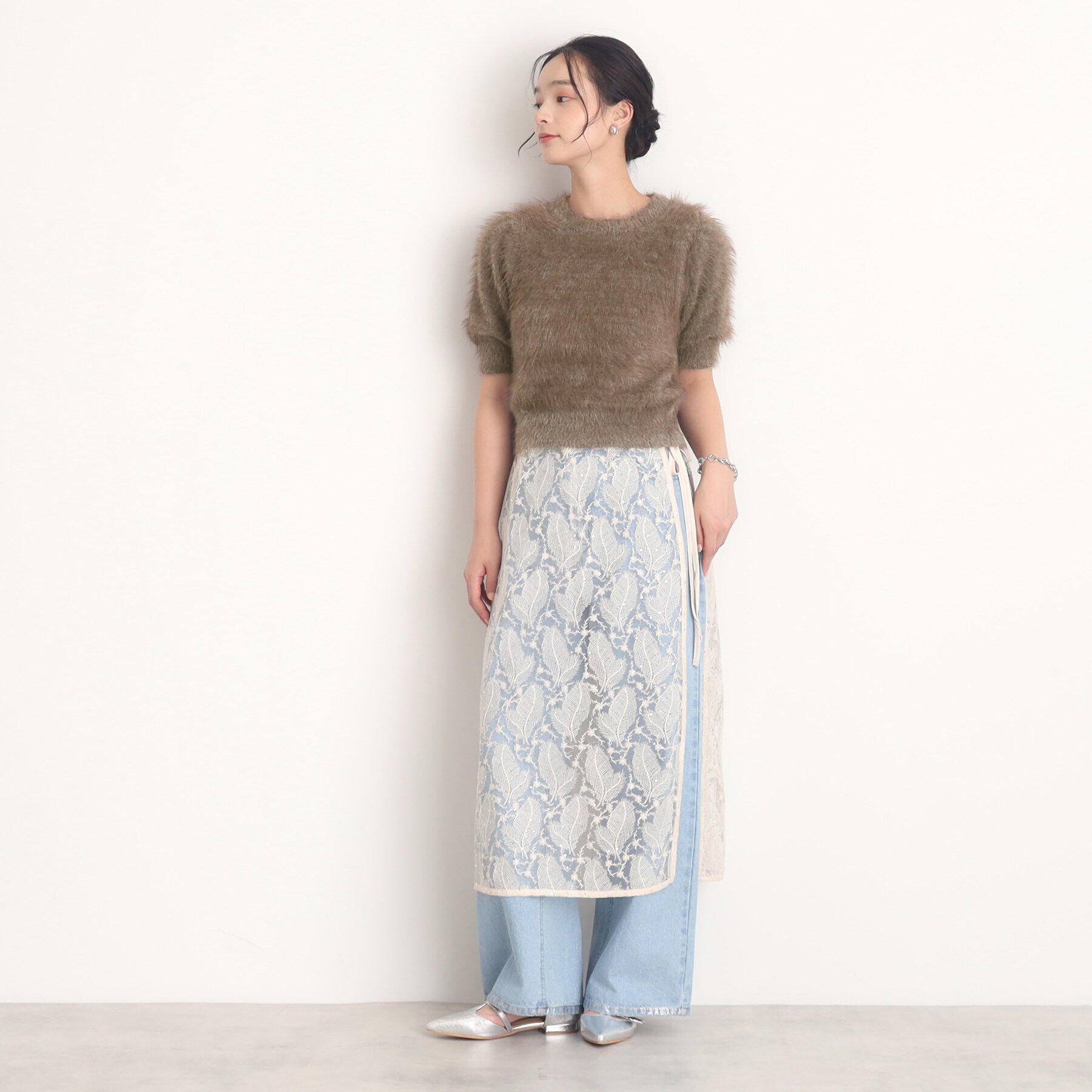 THE SHOP TK「【ヒルナンデス！で紹介】ふわふわフェザーニット /５分袖/腕周りカバー/洗える」|ニット・セーター|