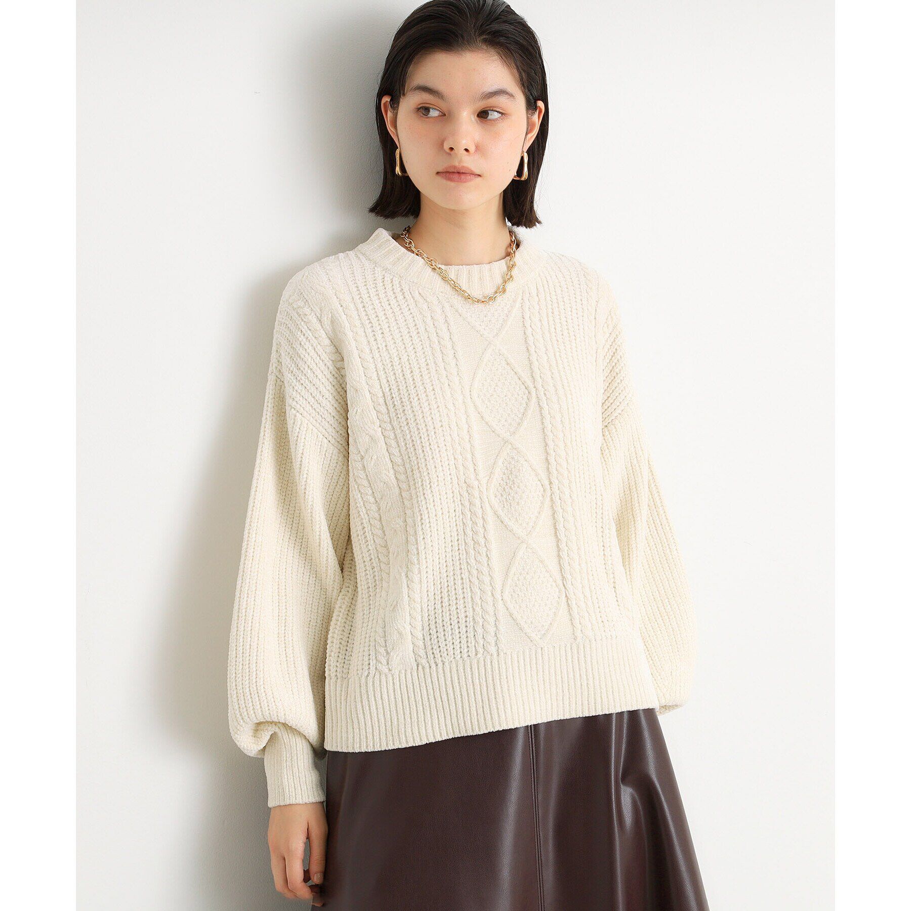 THE SHOP TK「ラメケーブルモールニット【洗える】」|ニット・セーター|