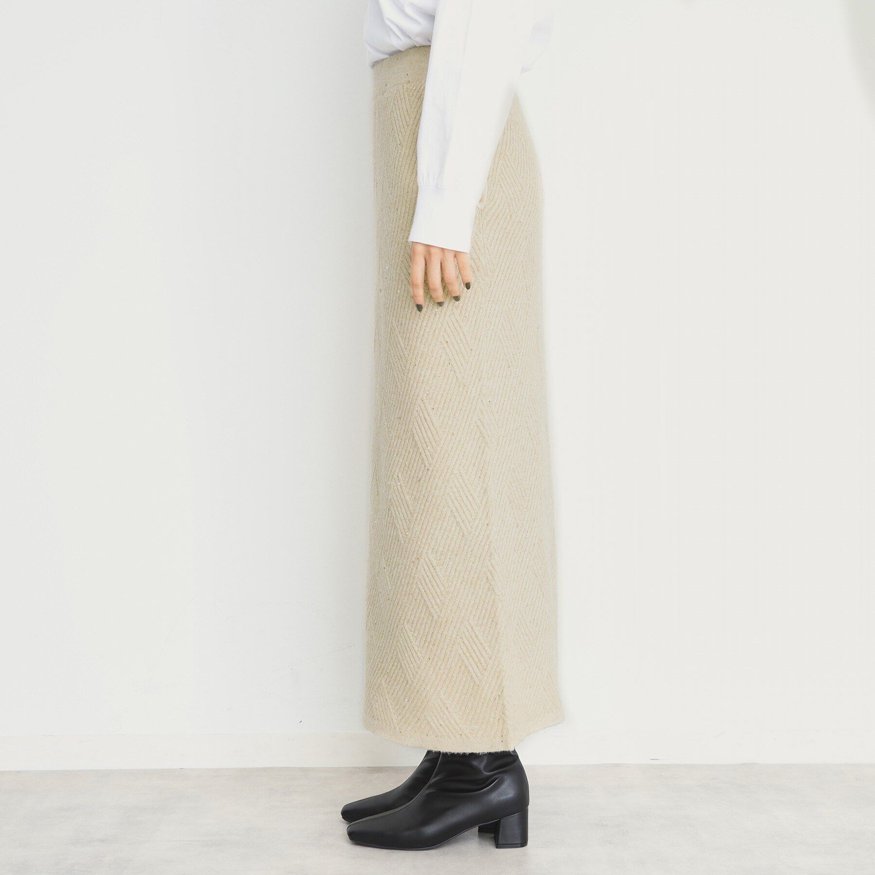 THE SHOP TK「リンクススパンコールニットスカート/洗える」|スカート|