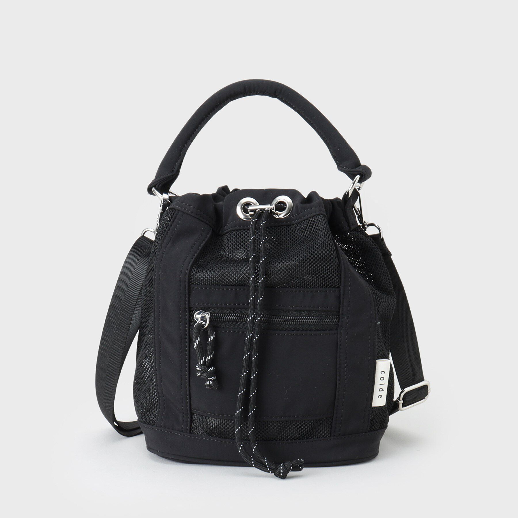 THE SHOP TK「メッシュナイロンコンビ巾着ショルダーバッグ」|ショルダー・メッセンジャー|ブラック(019)