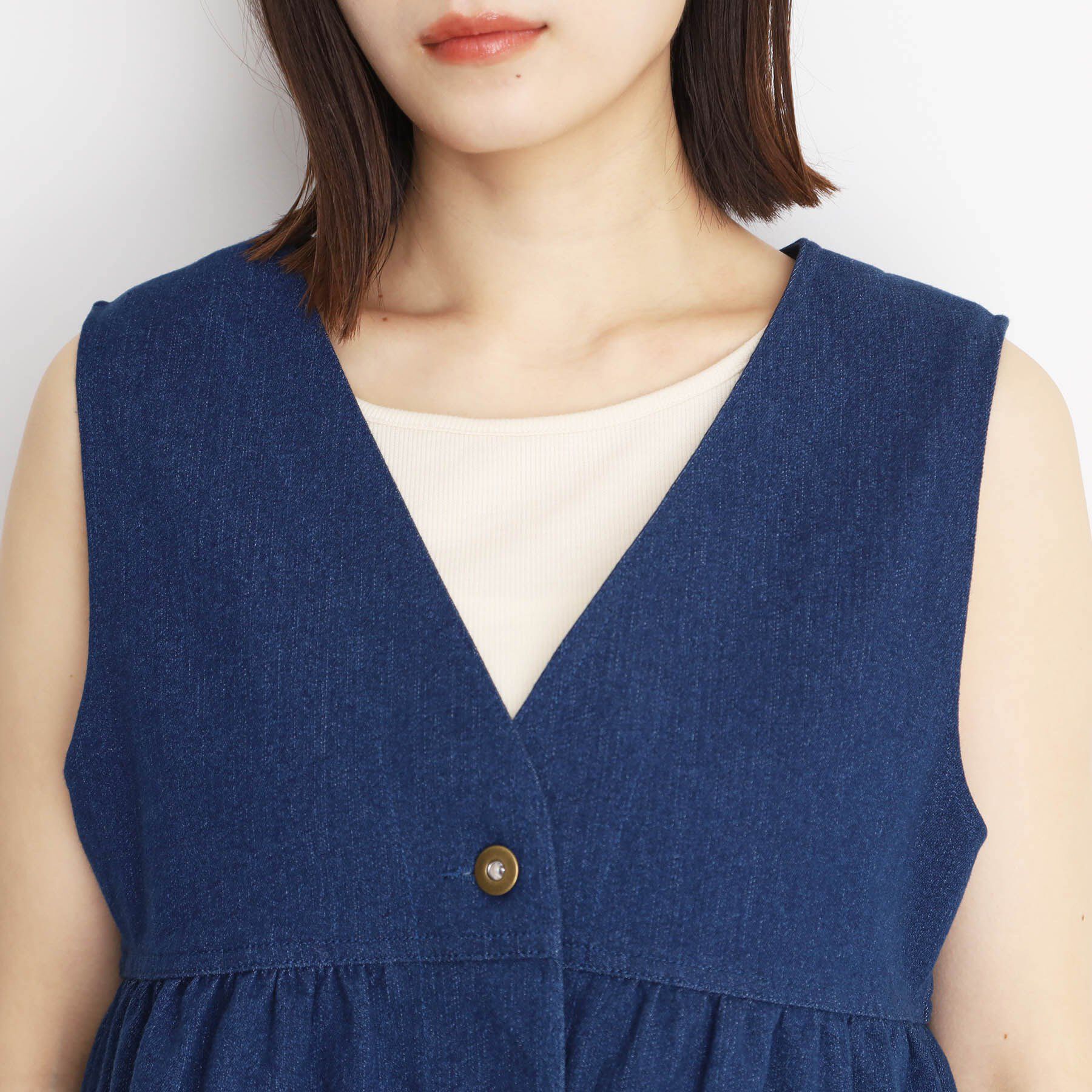 THE SHOP TK「デニムペプラムベスト【洗える/親子リンク】」|ベスト・ジレ|