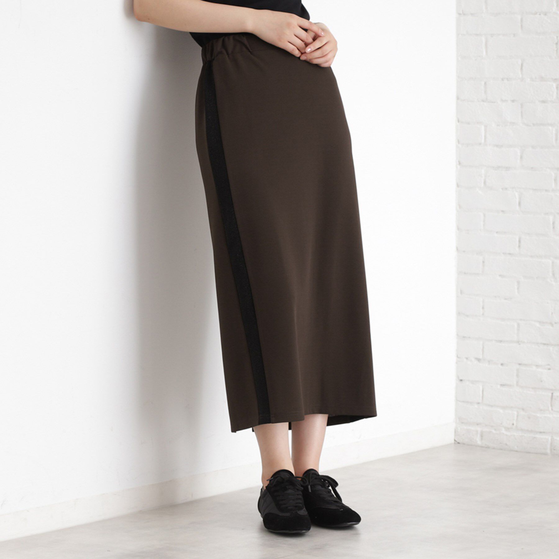 THE SHOP TK「サイドラメラインタイトスカート【洗濯機OK】」|スカート|