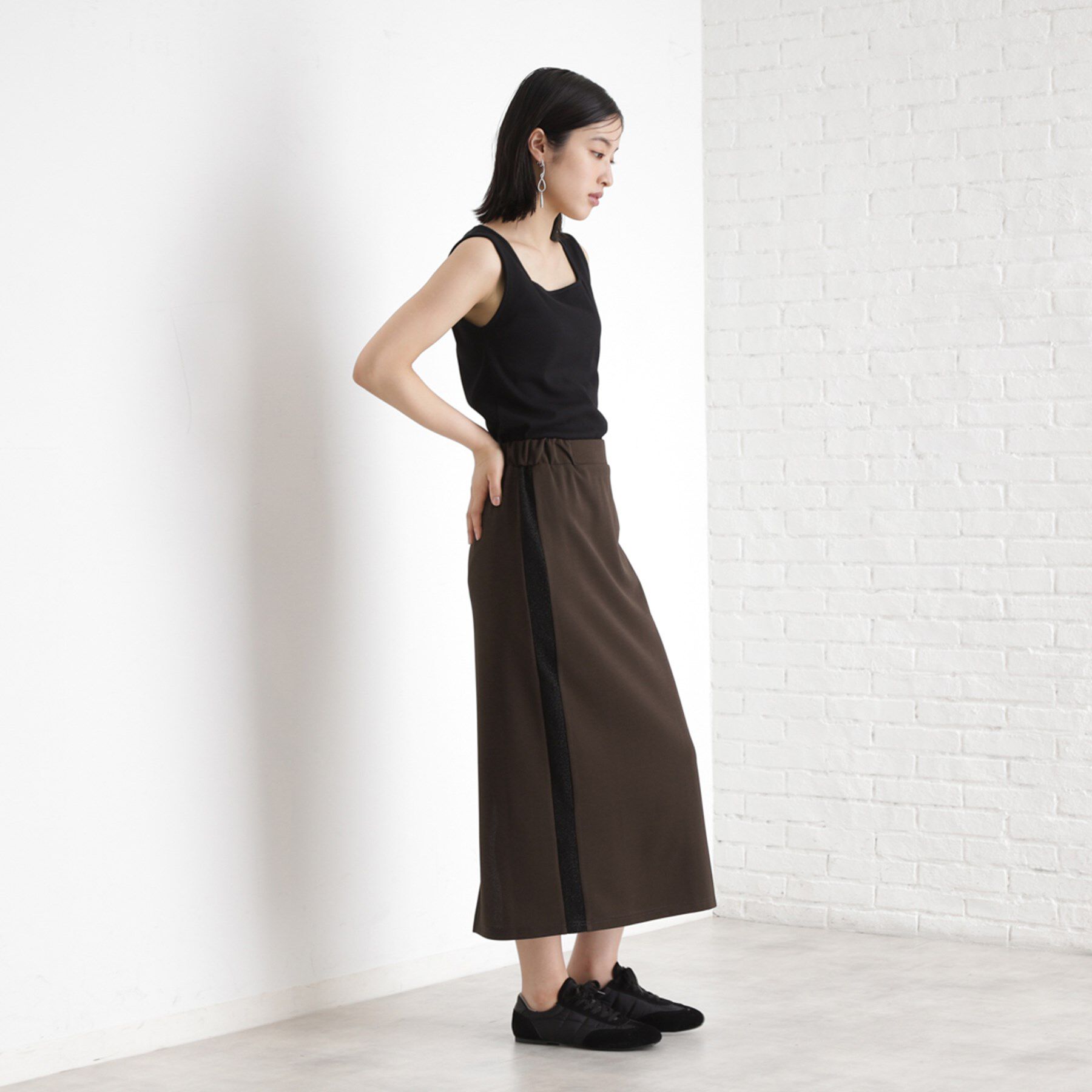 THE SHOP TK「サイドラメラインタイトスカート【洗濯機OK】」|スカート|