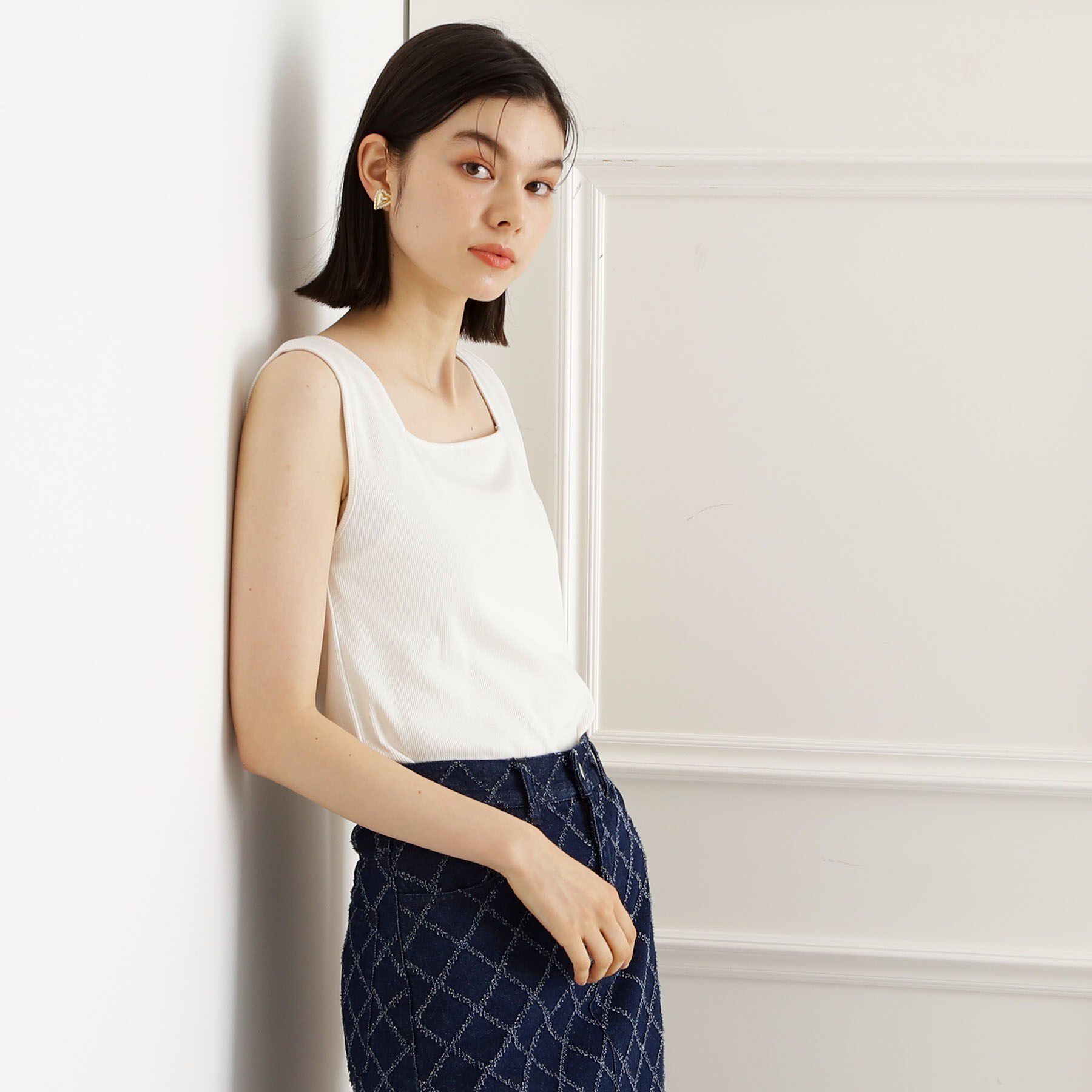 THE SHOP TK「【インナーに最適】2WAYスクエアタンク」|キャミソール|アイボリー(004)