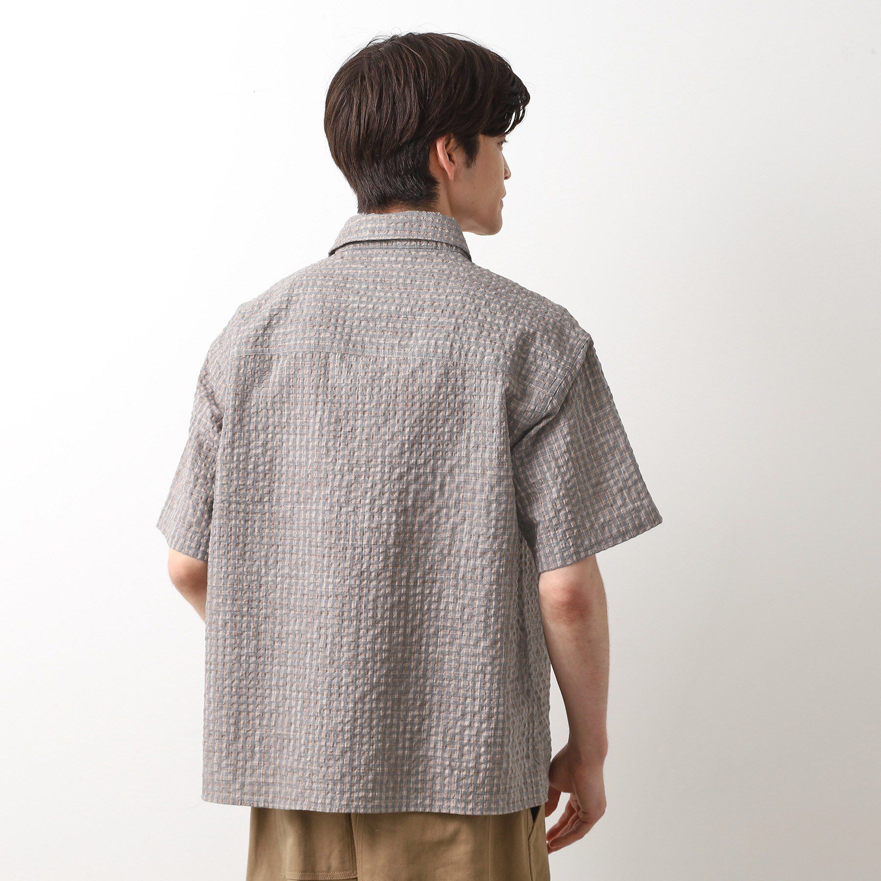 THE SHOP TK「シアサッカーチェックシャツ 【洗濯機OK】」|シャツ・ブラウス|