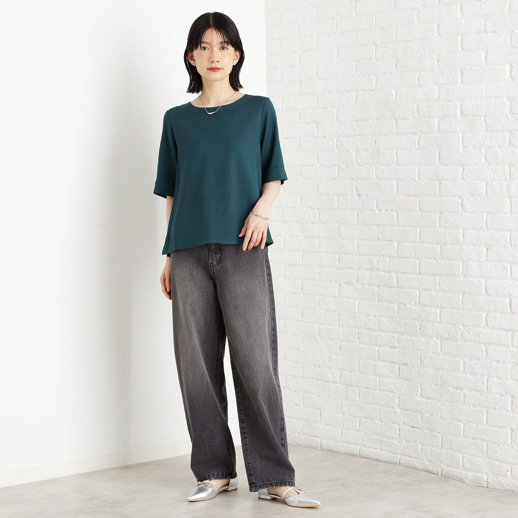 THE SHOP TK「【秋色入荷】麻調メッシュブラウス【二の腕カバー/洗える】」|シャツ・ブラウス|