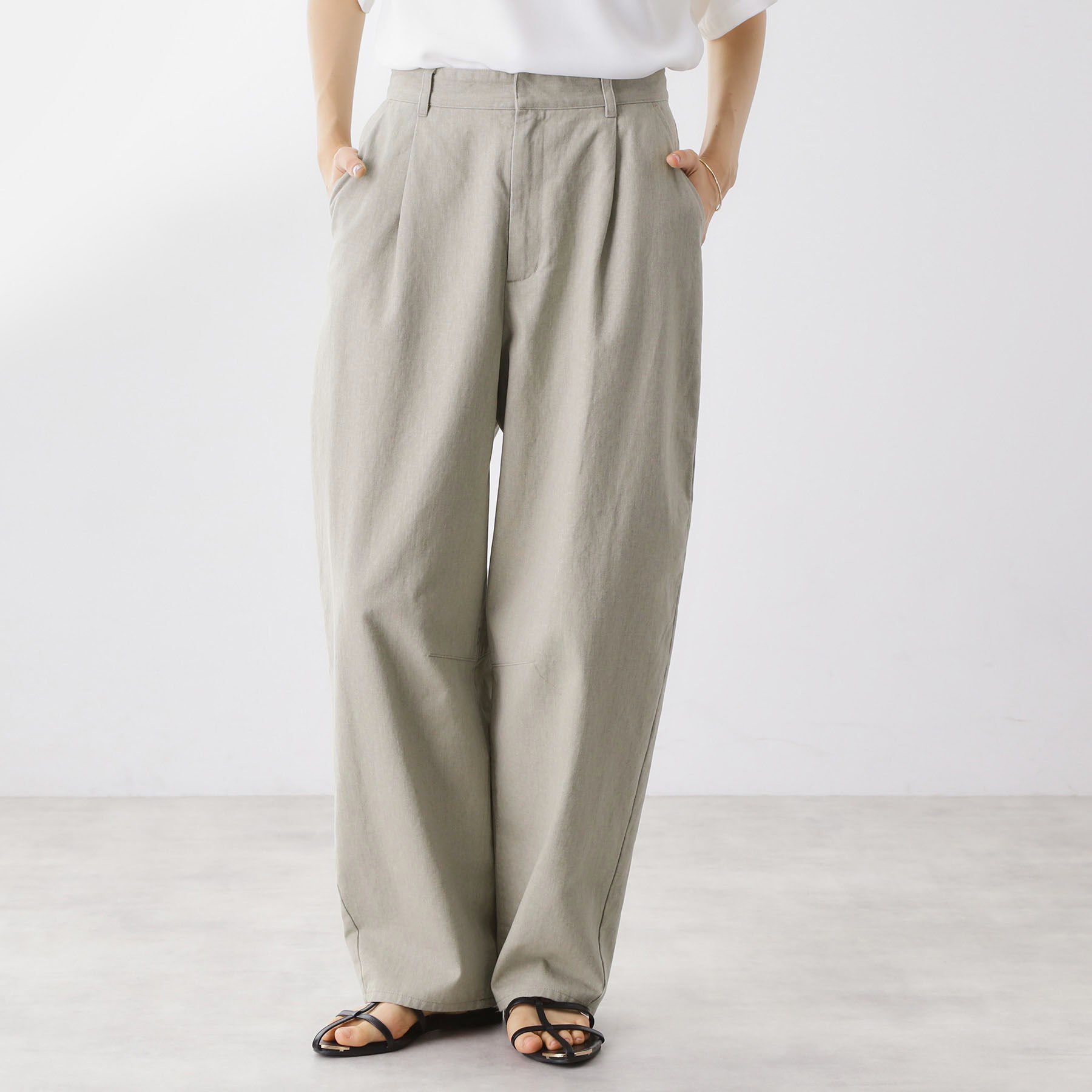 THE SHOP TK「バレルレッグパンツ」|その他|グレージュ(050)