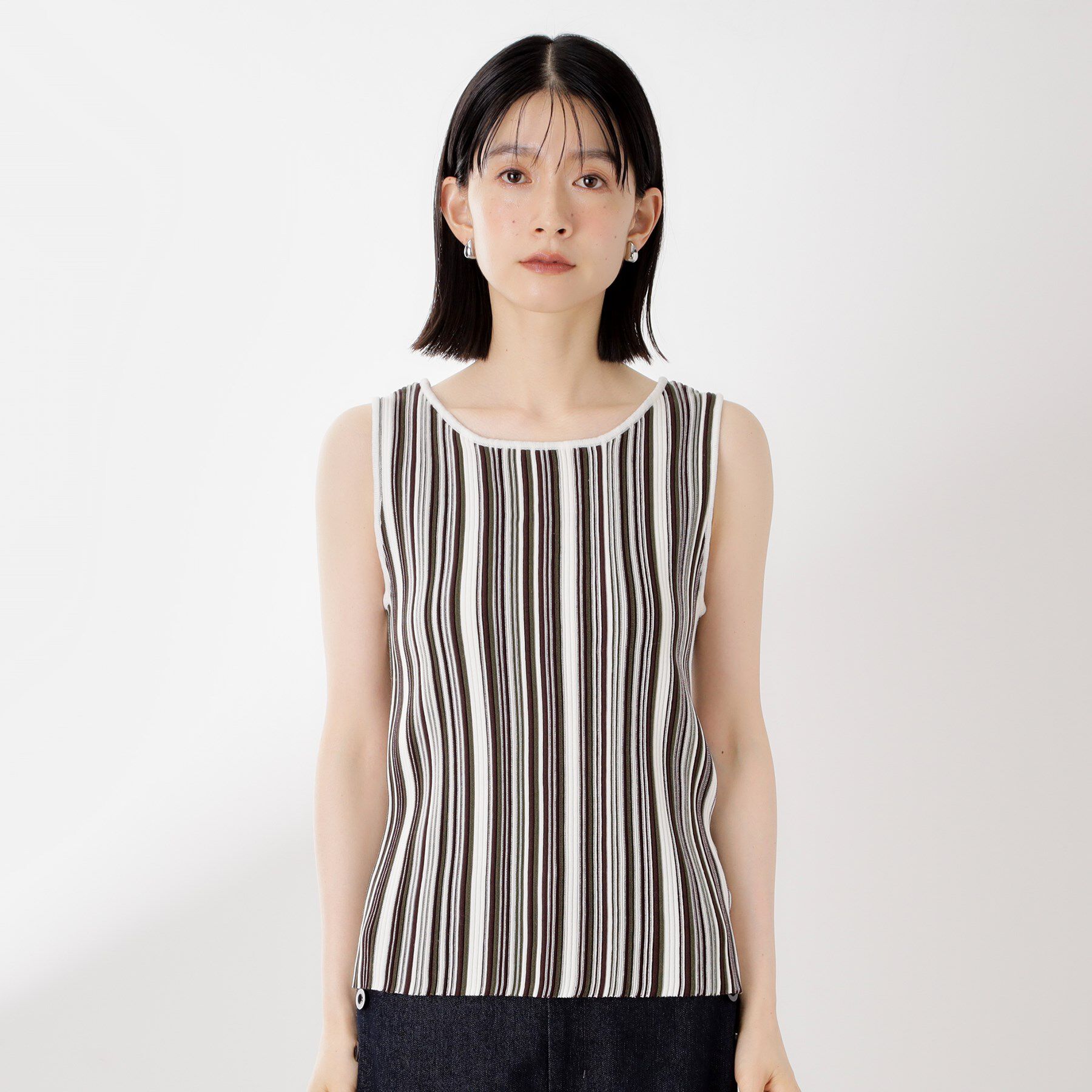 THE SHOP TK「ストライプ柄ニットタンク前後2WAY」|ニット・セーター|