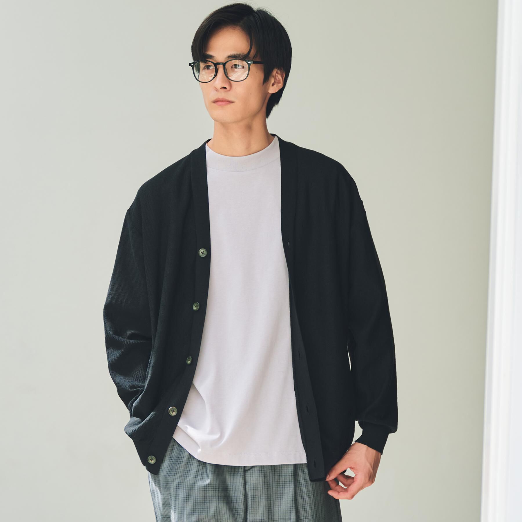 THE SHOP TK「【季節の変わり目に活躍】ニットカーディガン 選べる2デザイン(柄&無地)/洗濯機OK」|カーディガン|