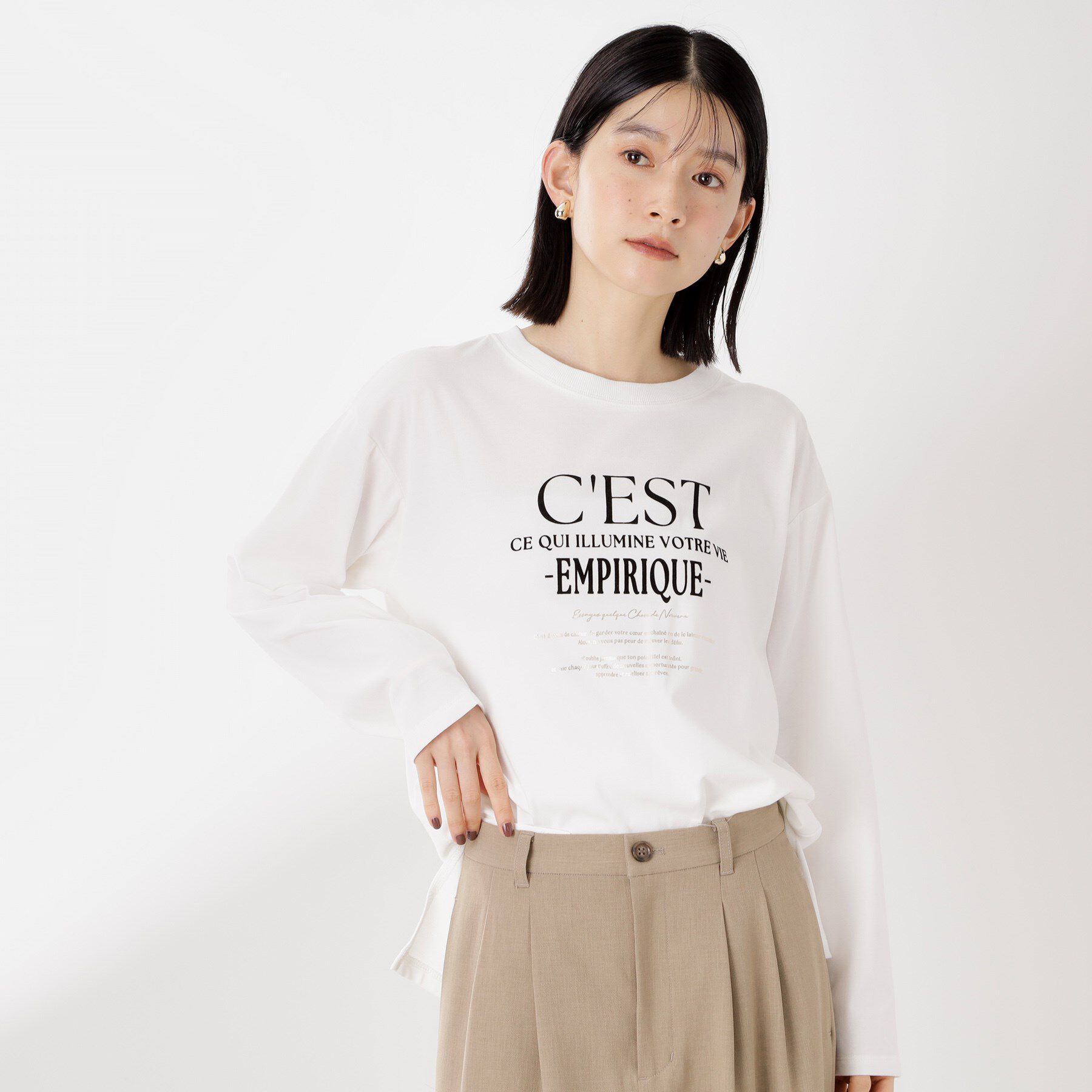 THE SHOP TK「ロゴアソート長袖Tシャツ【アンチピリング/UVカット/洗濯機OK】」|Tシャツ・カットソー|アイボリー(004)