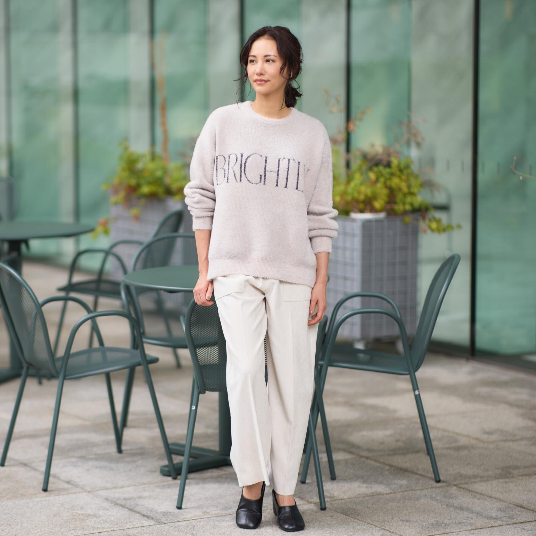 THE SHOP TK「ベルベットフェザー ロゴニットプルオーバー」|Tシャツ・カットソー|