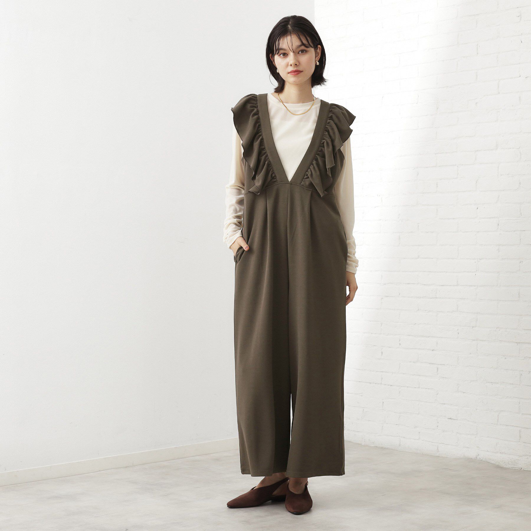 THE SHOP TK「【シーズンレス】フリルオールインワン」|オールインワン|ブラウン(043)