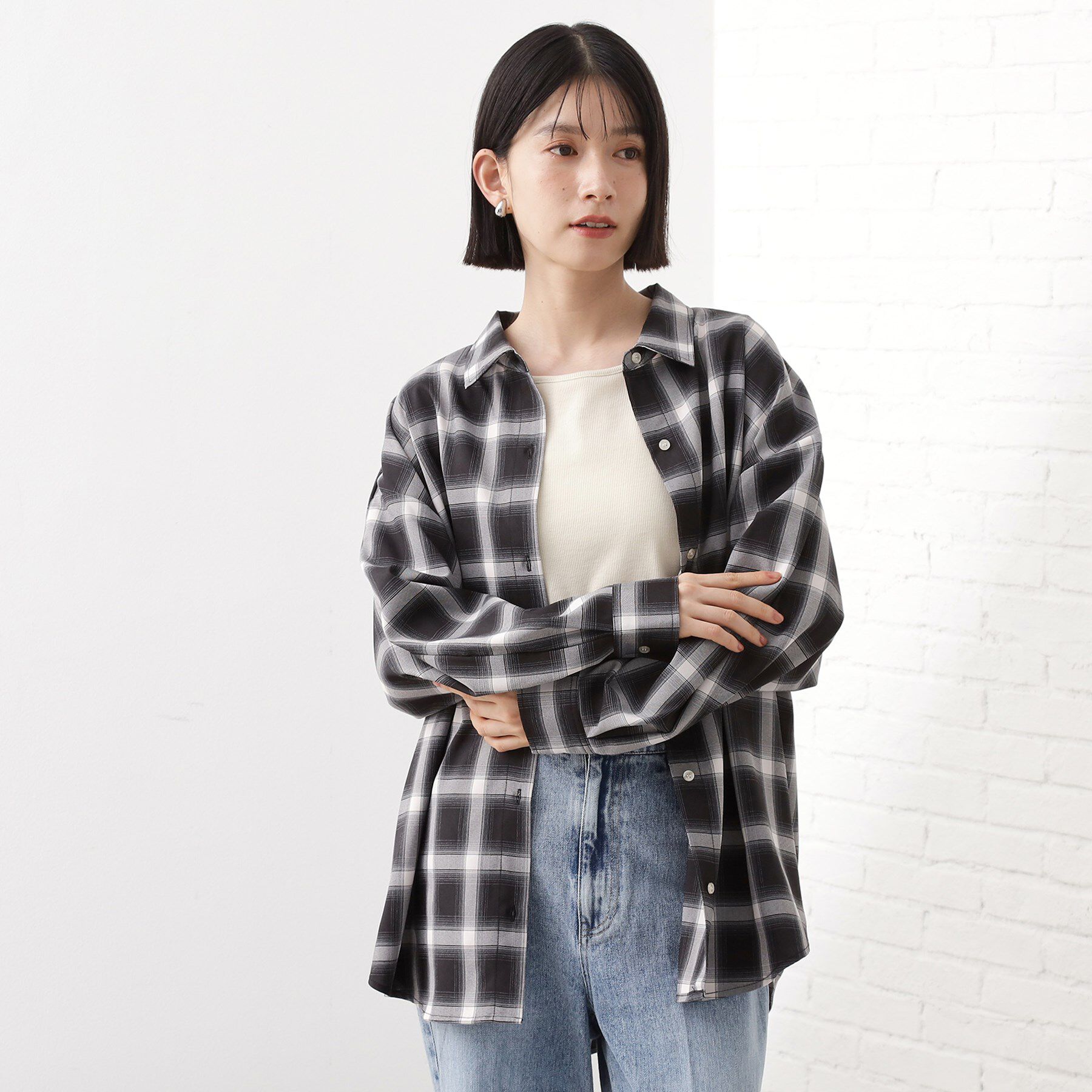 THE SHOP TK「【即戦力/軽羽織】チェックドルマンシャツ」|シャツ・ブラウス|