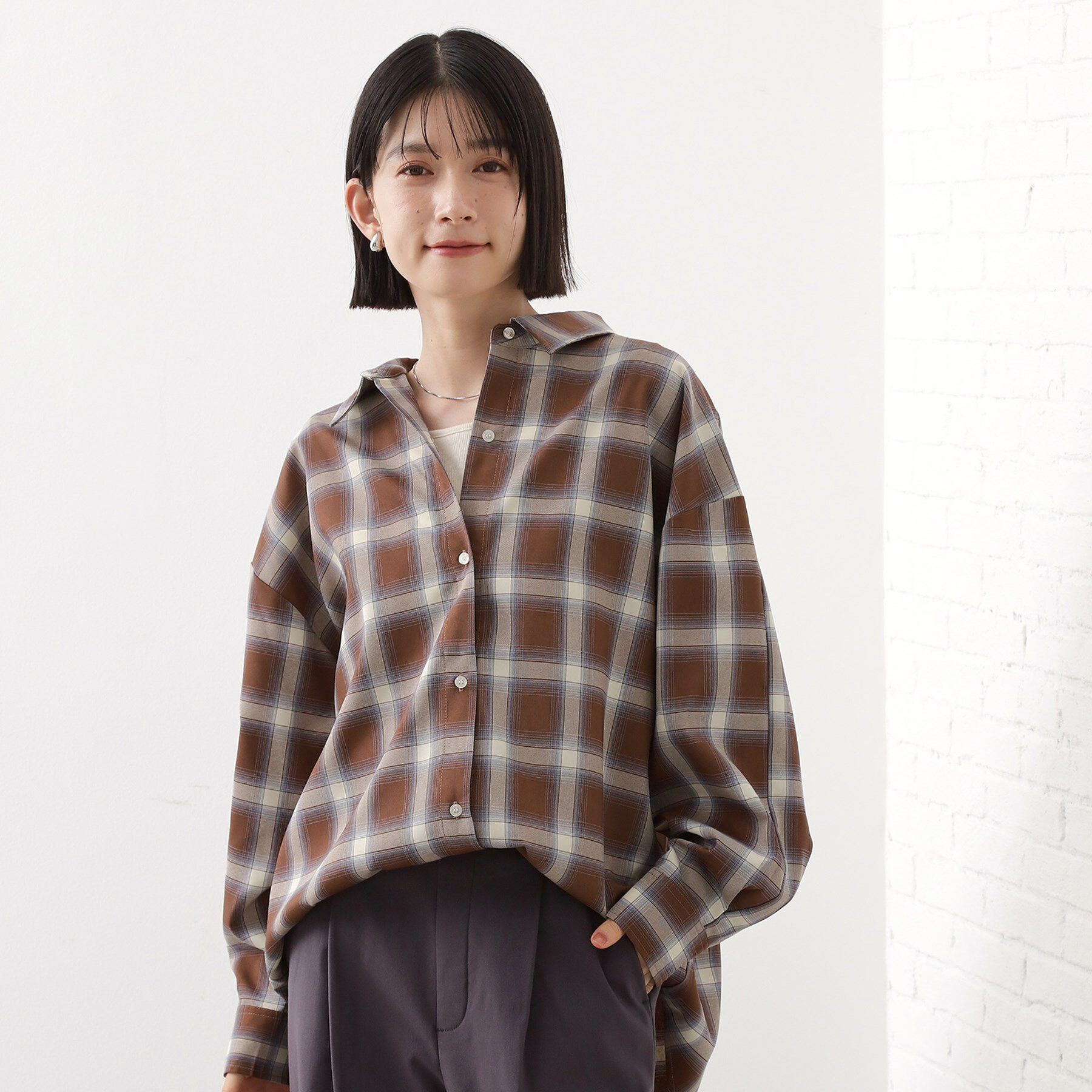 THE SHOP TK「【即戦力/軽羽織】チェックドルマンシャツ」|シャツ・ブラウス|