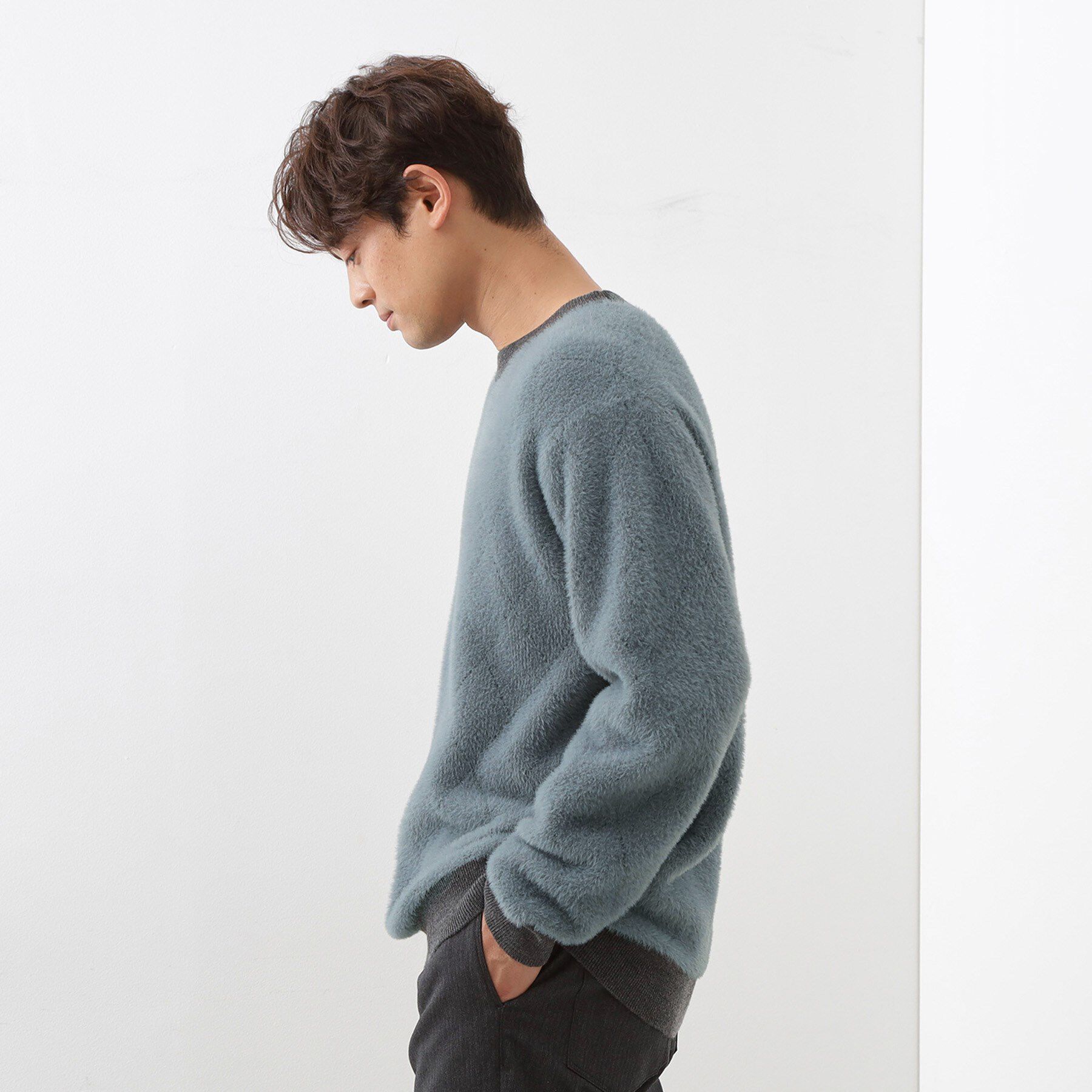 THE SHOP TK「【ふんわり心地いい肌触り】　ダイヤ柄シャギーニット」|ニット・セーター|