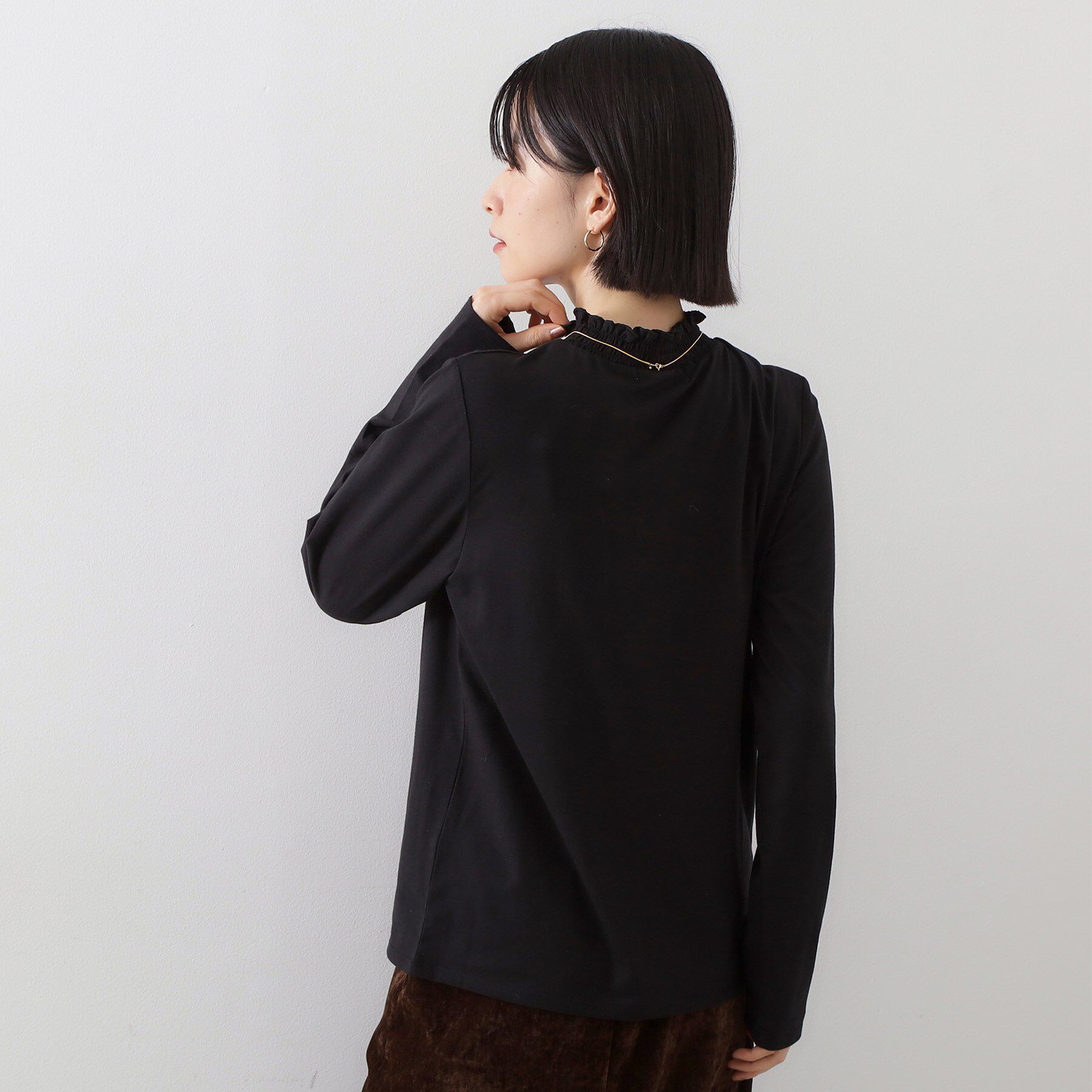 THE SHOP TK「【冬のレイヤードスタイルに/吸湿発熱】 シャーリングカットソー」|Tシャツ・カットソー|