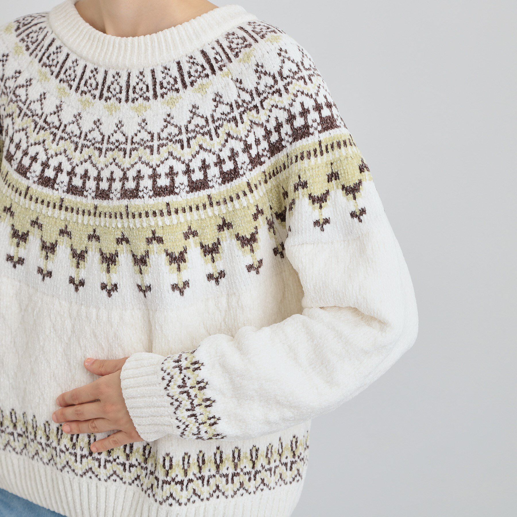 THE SHOP TK「上品さと少しの遊び心を モール求心柄ニット」|ニット・セーター|